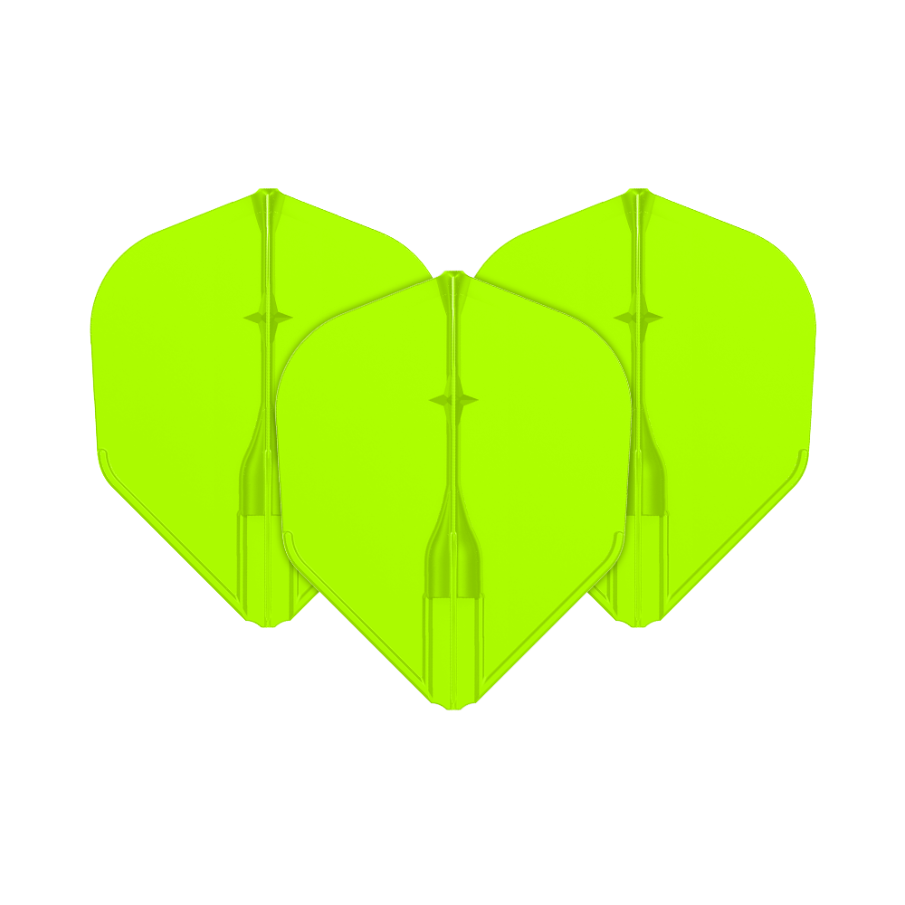 L-L-Style3EZ-vluchten Ein Set Dart-Flights mit matter Oberfläche wird gezeigt. Die Gesamtstruktur der Flügel ist gut sichtbar.