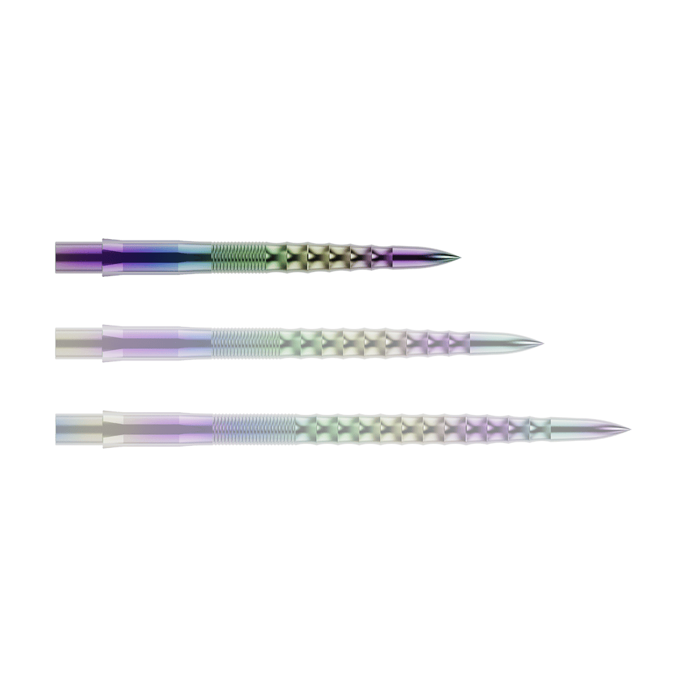 Mission Caliburn EVO dartpunten - Ripple - Coral Abgebildet ist die Mission Caliburn EVO Dartspitze - Ripple - Coral - X 2977. Die Spitze ist mit einer auffälligen Wellenform versehen.