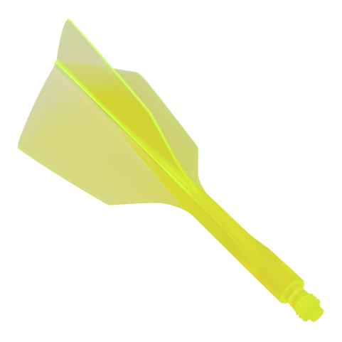 Condor Ax 120 Flight System Neon Geel - Smal Das Bild zeigt ein Condor Axe 120 Flight-System in Neon-Gelb mit schmalem Design. Es handelt sich um einen einteiligen Dartflug und -schaft.