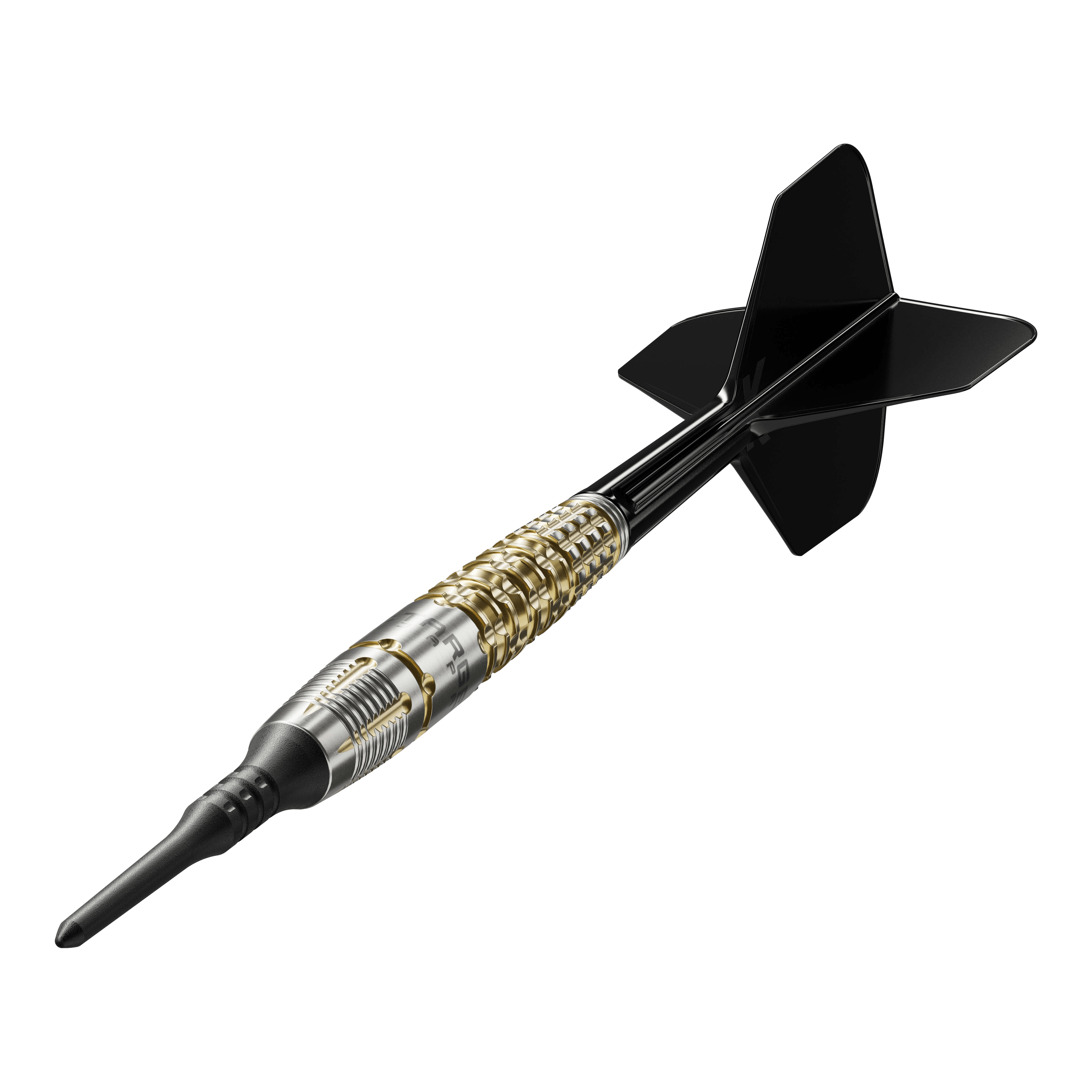Target Japan Black Marque Warrior Soft Darts - 18,5 g Dies ist der Target Japan Black Marque Warrior Softdart mit einem Gewicht von 18,5 Gramm. Er besitzt ein elegantes Design mit goldenen und silbernen Akzenten sowie schwarzen Flights.