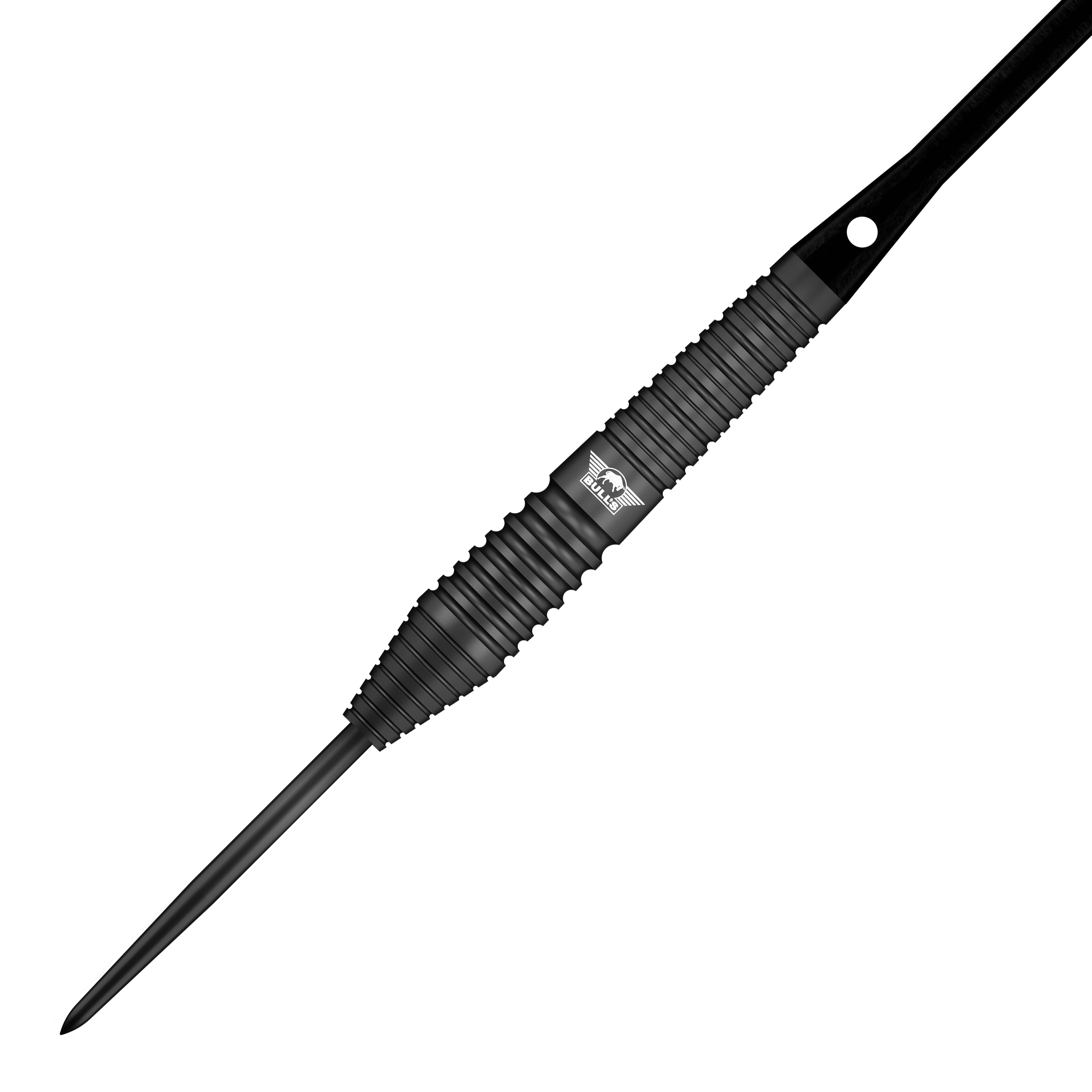 Bulls NL Max Hopp Zwarte Stalen Darts Abbildung der Bulls NL Max Hopp Black Steeldarts. Die Steeldarts sind aus einer anderen Perspektive zu sehen.