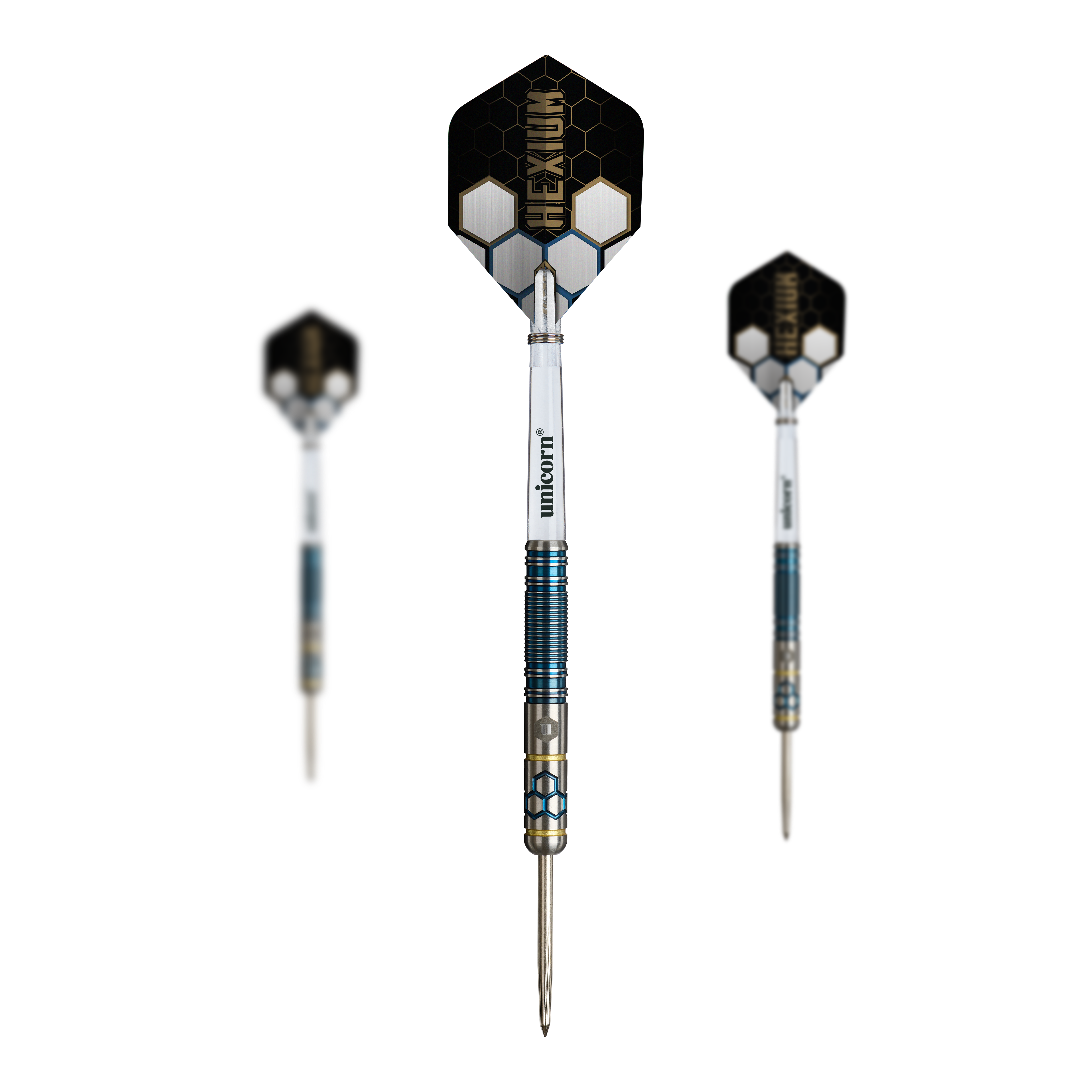 Unicorn Hexium Style 02 Blauw & Goud Steeldarts