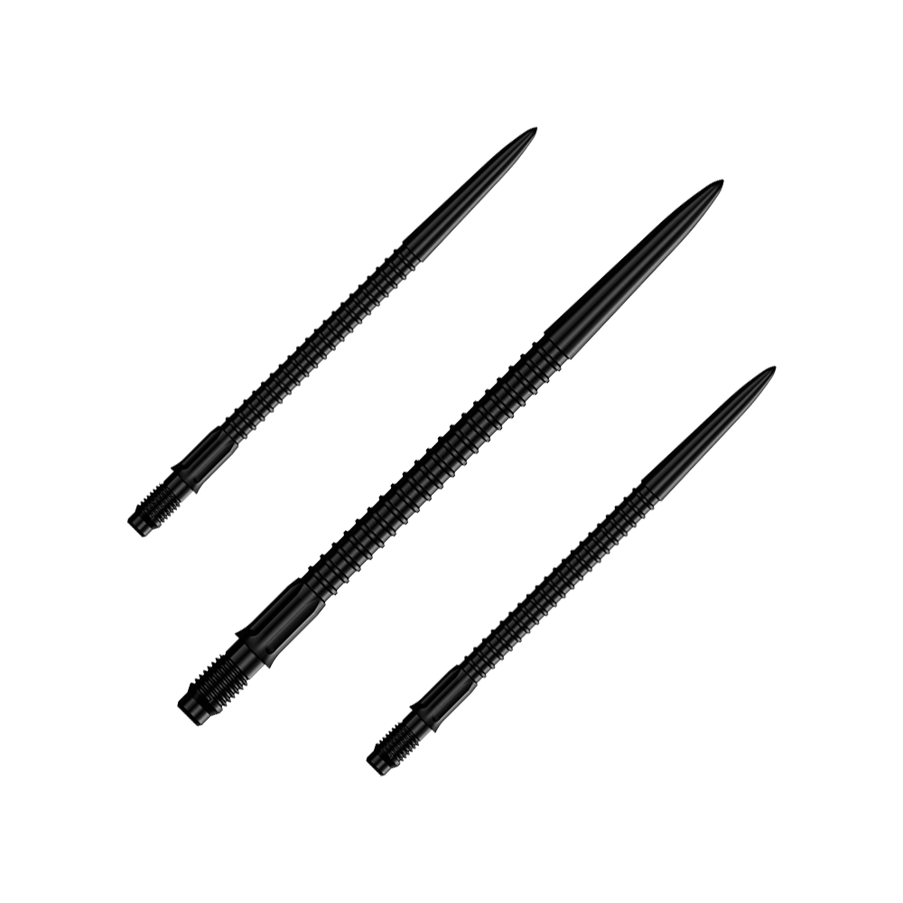 Mission R2.5 Rapid Point GV1 Dartpunten - Zwart Das Bild trägt die Bezeichnung M002177_Mission_R25_Rapid_Point_GV1_Dartspitzen_Schwarz_40mm_1Set. Es handelt sich vermutlich um ein Set schwarzer Dartspitzen mit 40mm Länge.
