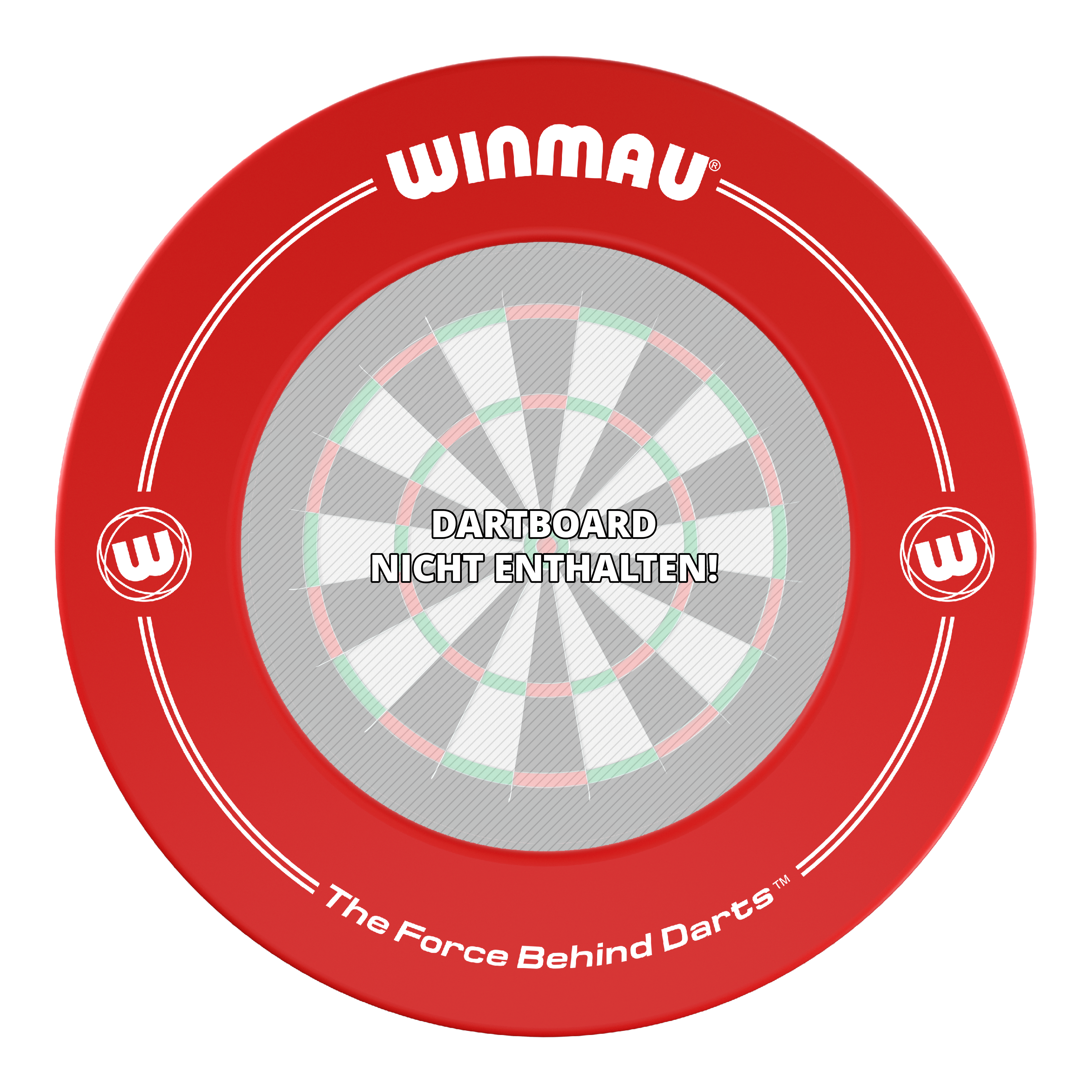 Winmau Dartboard Surround Auf dem Bild ist ein roter Dartboard-Surround der Marke Winmau zu sehen. In der Mitte steht der Hinweis: "Dartboard nicht enthalten!"