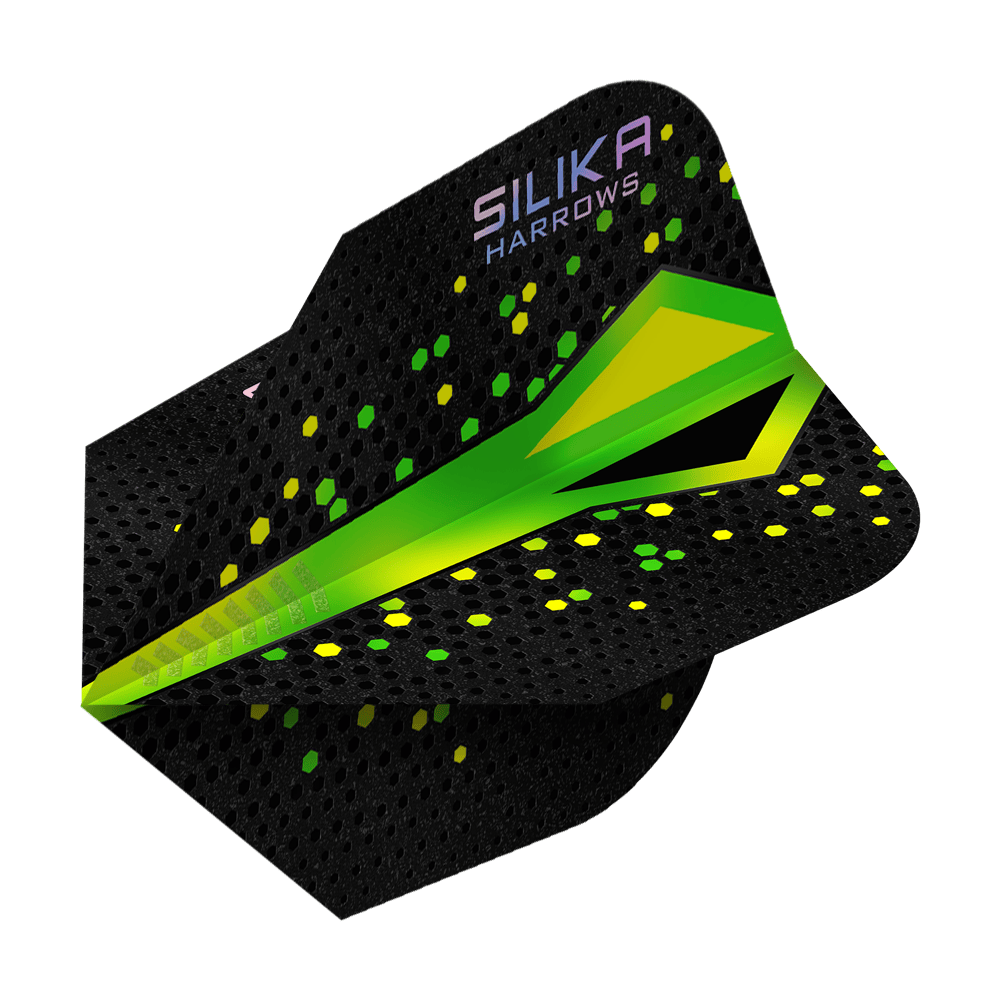 Harrows Silika Colourshift Tough Crystalline Coating Groen No6 Vluchten Hier werden die Harrows Silika Colourshift Tough Crystalline Coating No6 Flights gezeigt. Das Produkt weist eine markante Optik auf.