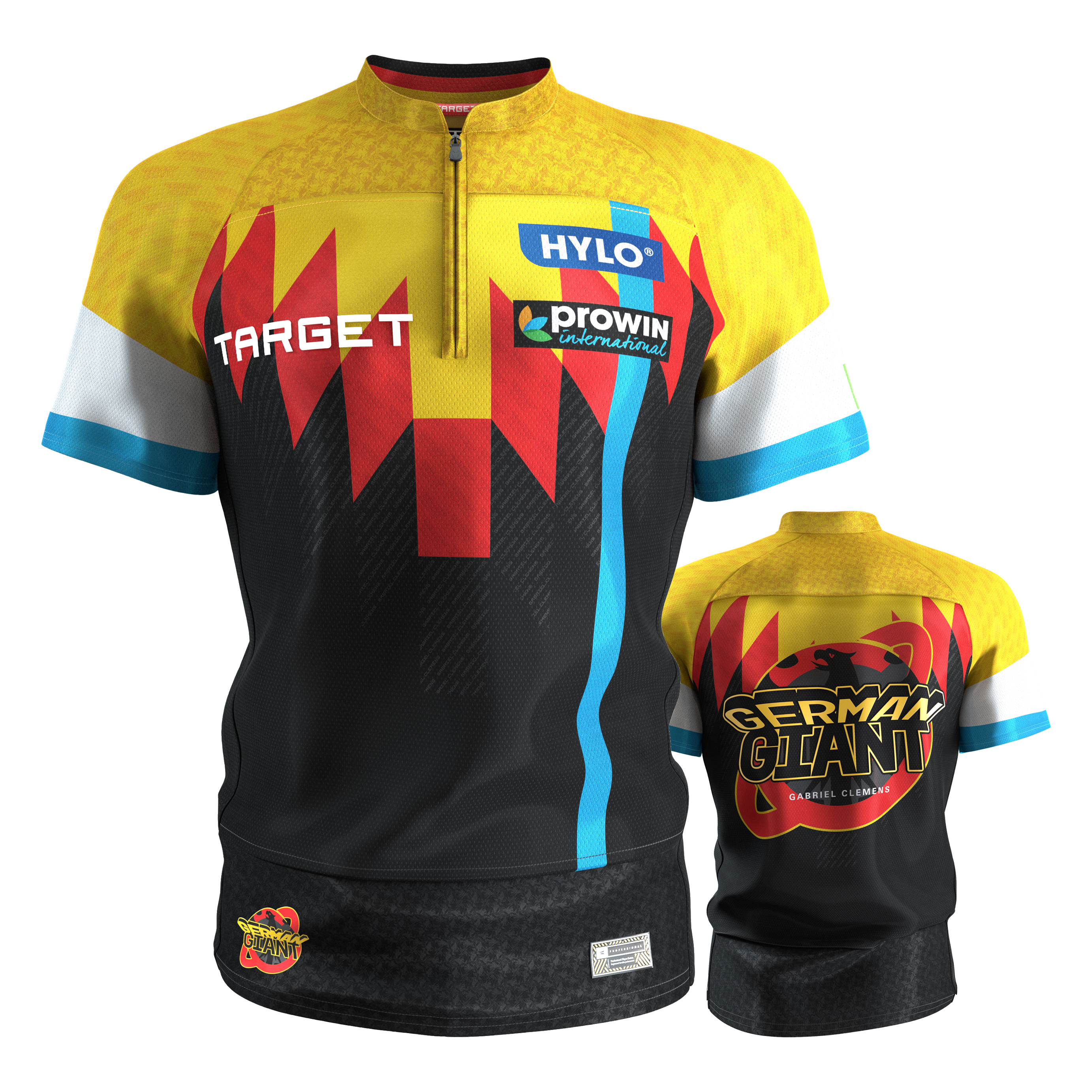 Target Gabriel Clemens dartshirt 2027 Zu sehen ist das Target Gabriel Clemens Dartshirt 2027. Es handelt sich um ein Dartshirt für Fans von Gabriel Clemens.