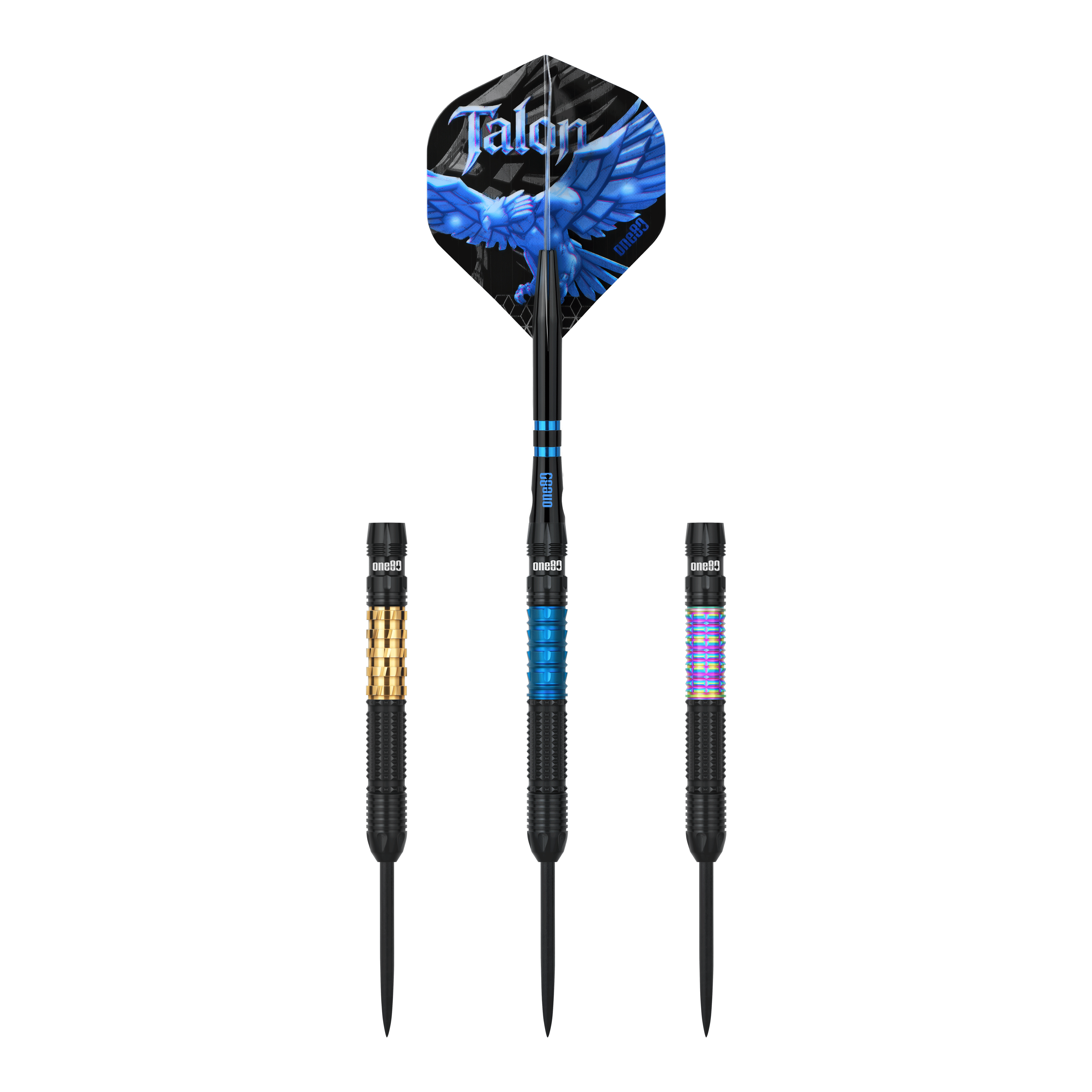 One80 Talon T1 stalen dartpijlen Dieses Bild zeigt die One80 Talon Steeldarts. Die Darts sind für anspruchsvolle Spieler geeignet.