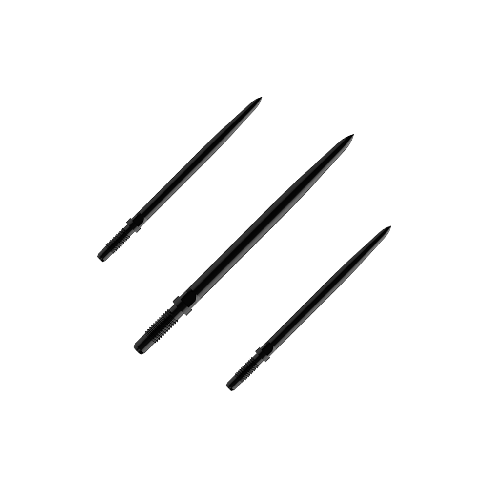 Das Bild zeigt einen Artikel mit dem Namen BU57700_BullsNL_Convertible_Points_Smooth_Schwarz_32mm_1Set. Es handelt sich vermutlich um einen Satz schwarzer, glatter Dartspitzen mit einer Länge von 32 mm.