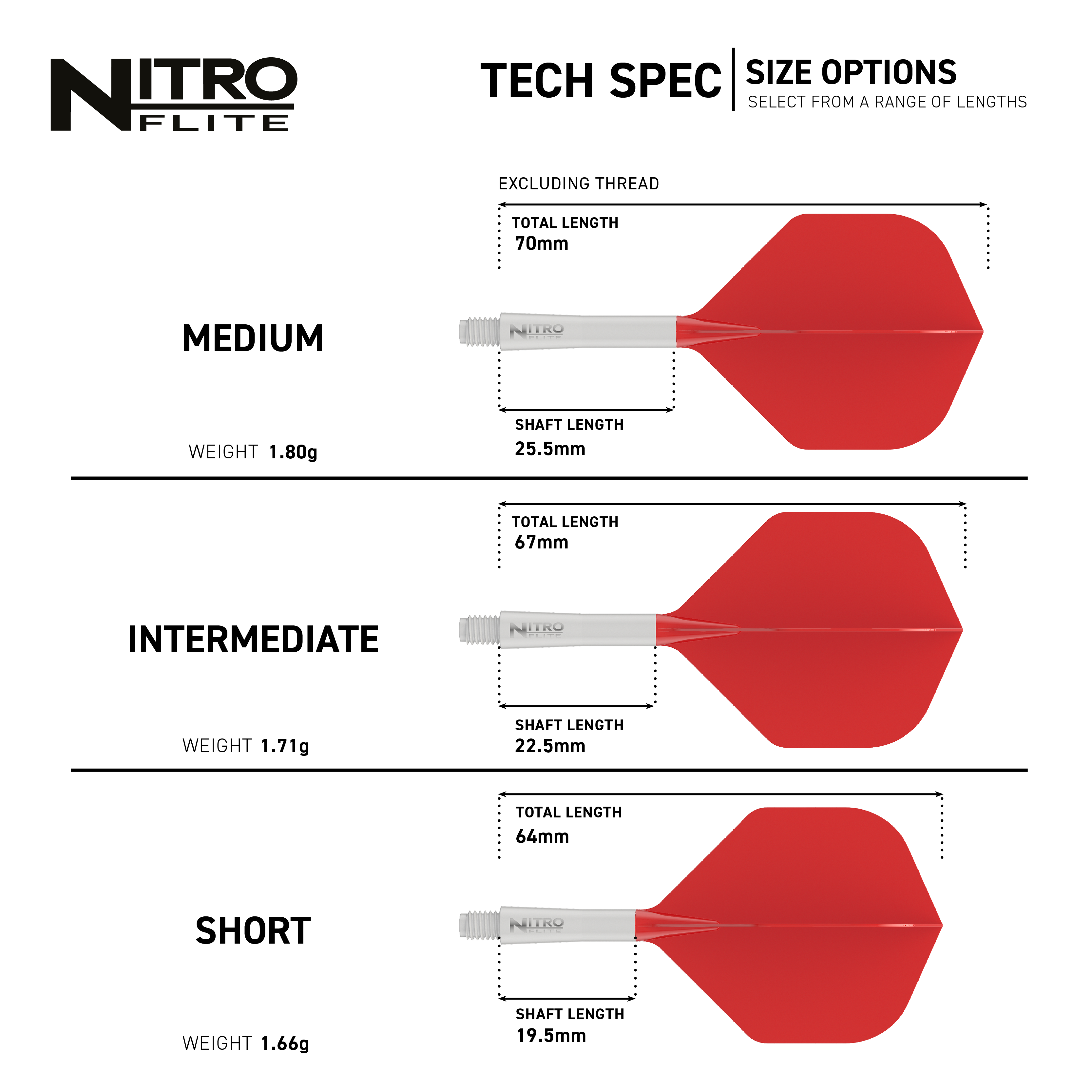 Abgebildet ist das Red Dragon Nitroflite Set mit weißem Shaft und roten No2 Flights. Dieses Dartzubehör ist ideal für präzises Spiel und modernes Design.