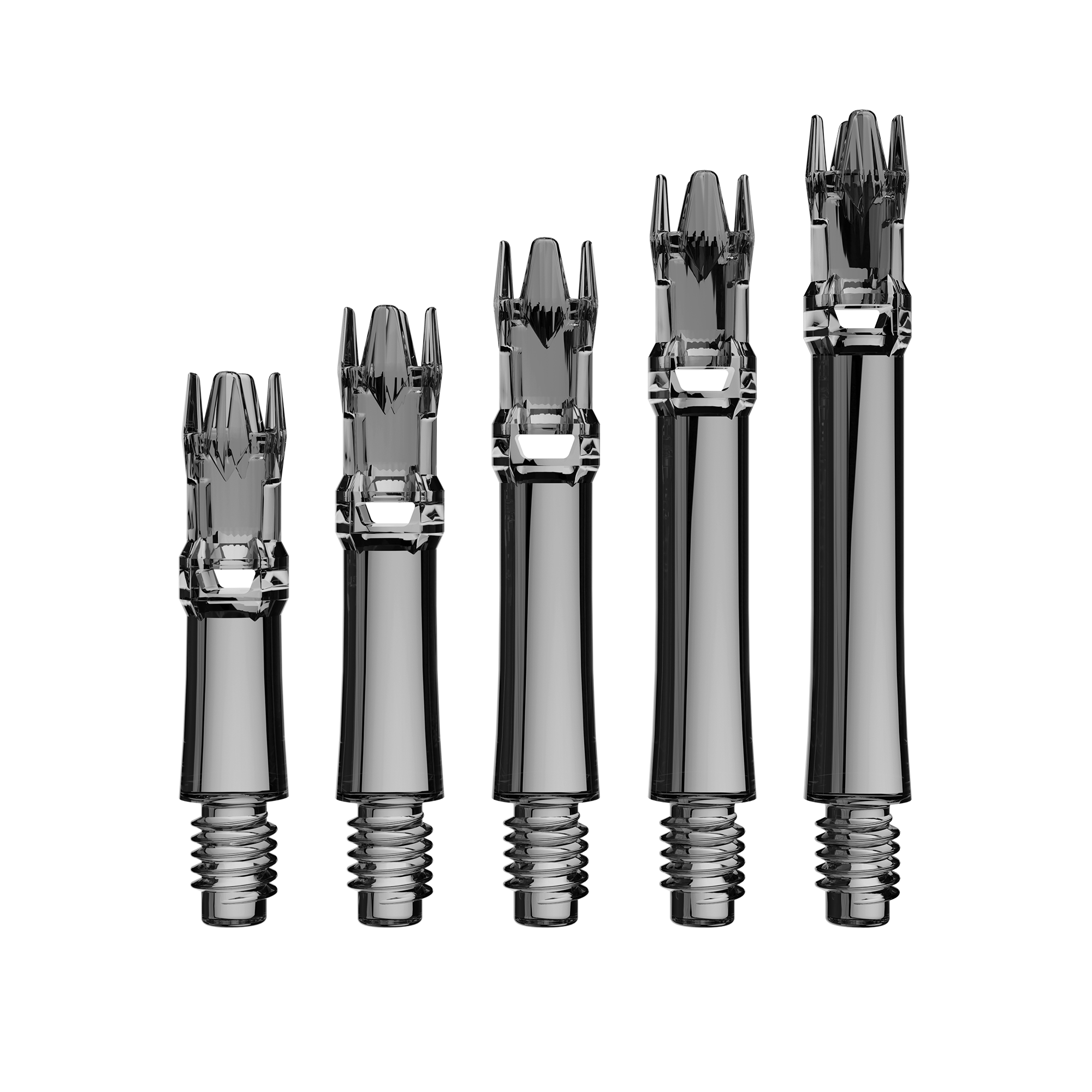 L-Style L-System vervangingsschachten - Transparant zwart Abgebildet sind die L-Style L-System Ersatzshafts in Clear Black. Diese Schäfte dienen als Ersatzteile für Dartpfeile.