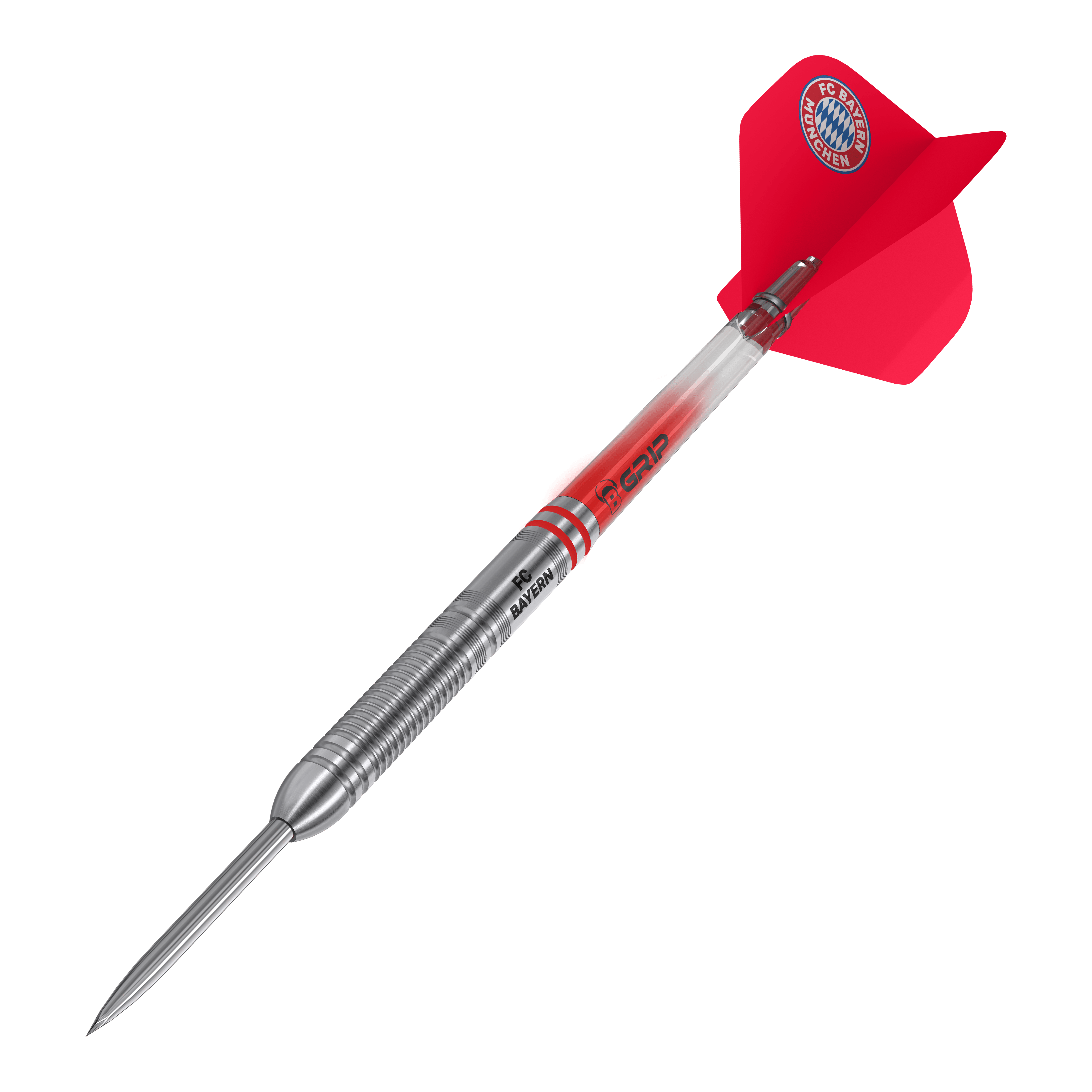 Abgebildet sind die Bulls FC Bayern München Tungsten Steeldarts. Die Darts sind besonders für Fans des FC Bayern gestaltet.