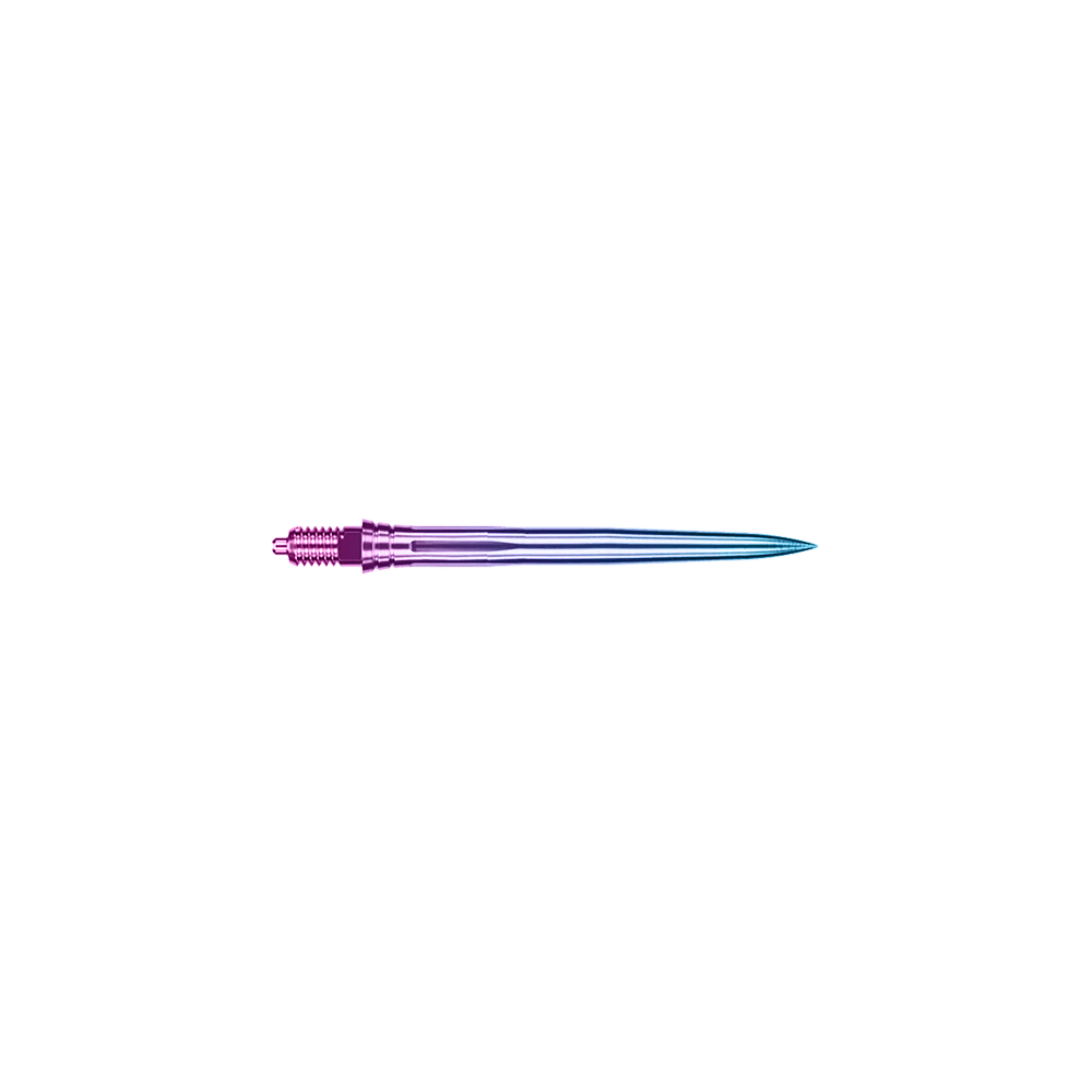Caliburn EZ-EVO dartpunten - Glad - Regenboog Glatte Dartspitze im Regenbogen-Farbverlauf, 28 mm Länge. Die Spitze ist mehrfach abgebildet.