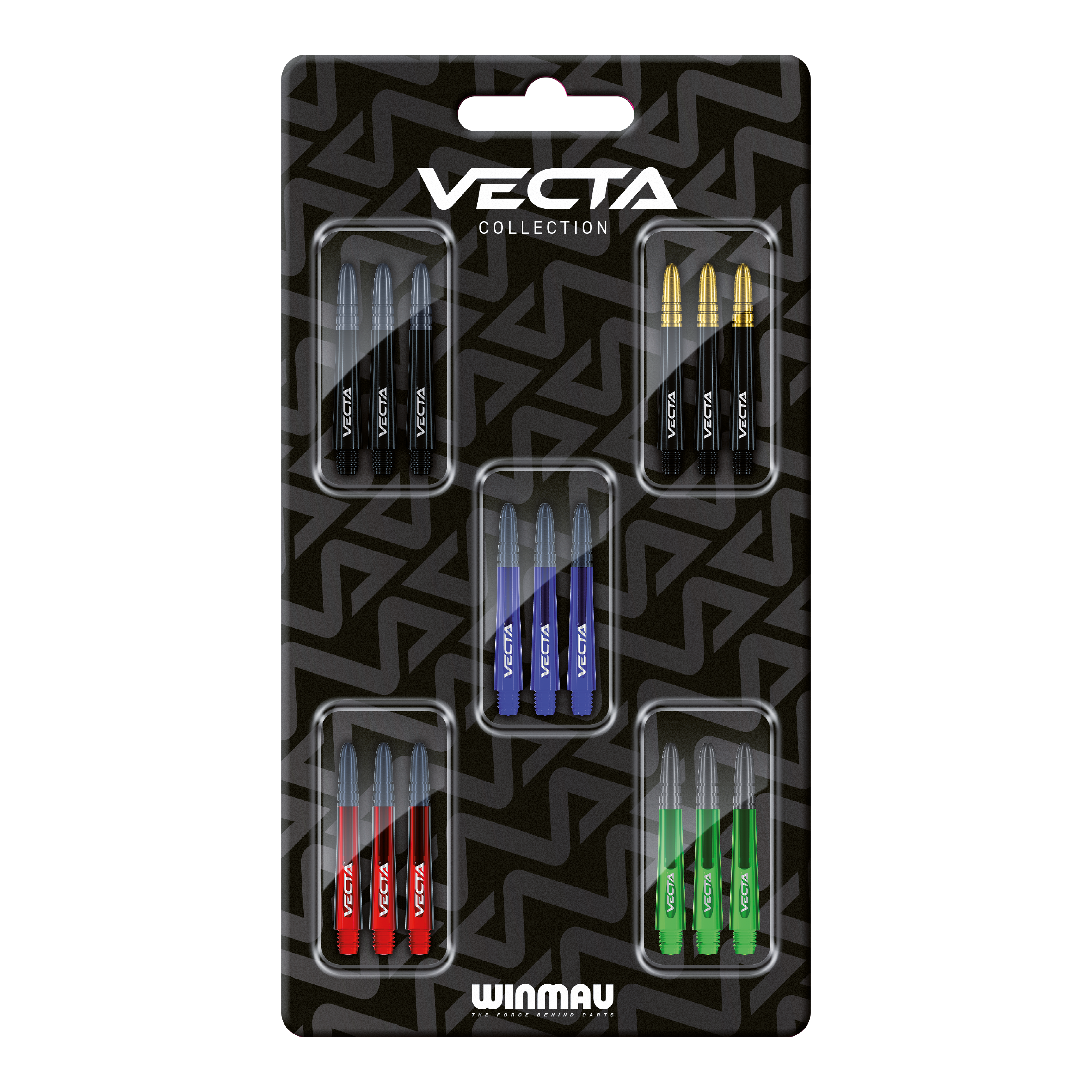 Winmau Vecta Shaft Collectie Abgebildet ist die Winmau Vecta Shaft Collection. Diese Produkte sind hochwertige Dartschäfte.