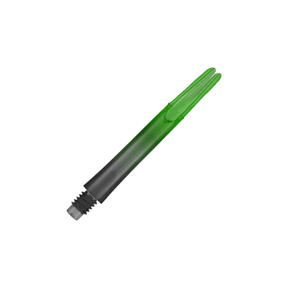 L-L-Style-Shaft Locked Straight Natural9 TwoTone Shafts - Grün Das Bild zeigt einen zweifarbigen, geraden Dart-Schaft in grün und schwarz. Der Schaft hat ein Schraubgewinde am unteren Ende.