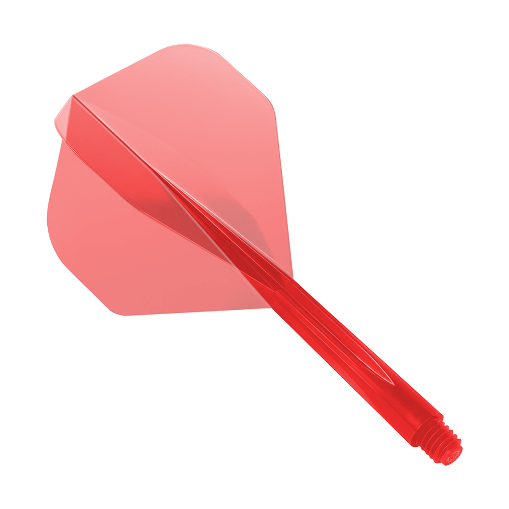 Condor Axe Helder Rood Vluchtsysteem Standaard Das Bild zeigt das Produkt "Condor Axe Clear Red Flight-System Standard". Es ist ein rotes, durchsichtiges Dart-Flight-System in Standardform.
