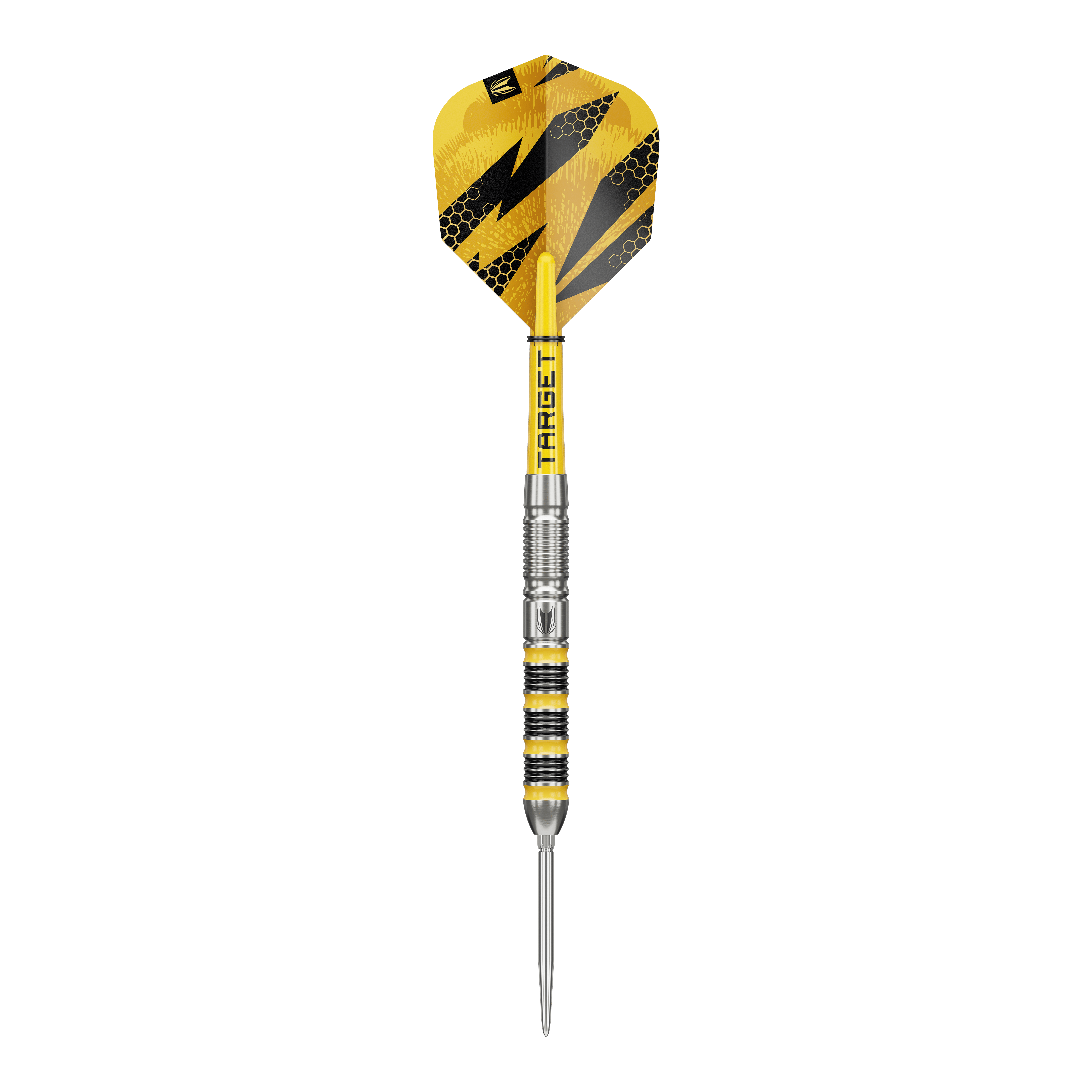 Target Buzz 01 Swiss Points stalen dartpijlen Das Bild zeigt Target Buzz 01 Swiss Points Steeldarts. Es handelt sich um hochwertige Steeldarts für Präzisionswürfe.