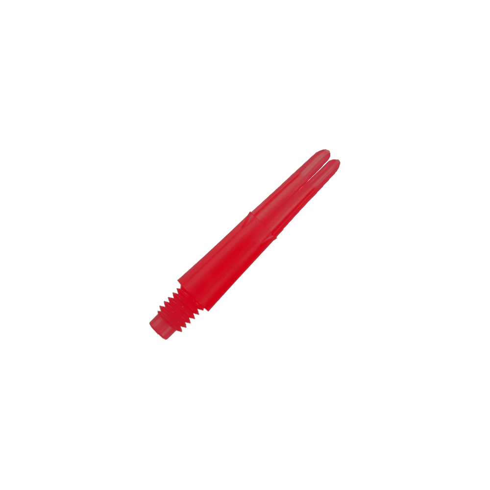 L-L-Style-Shafts Locked Straight - Rood Dies ist ein roter, gerader Dart-Schaft aus Kunststoff. Er hat ein Schraubgewinde an einem Ende und ist 26 mm lang.