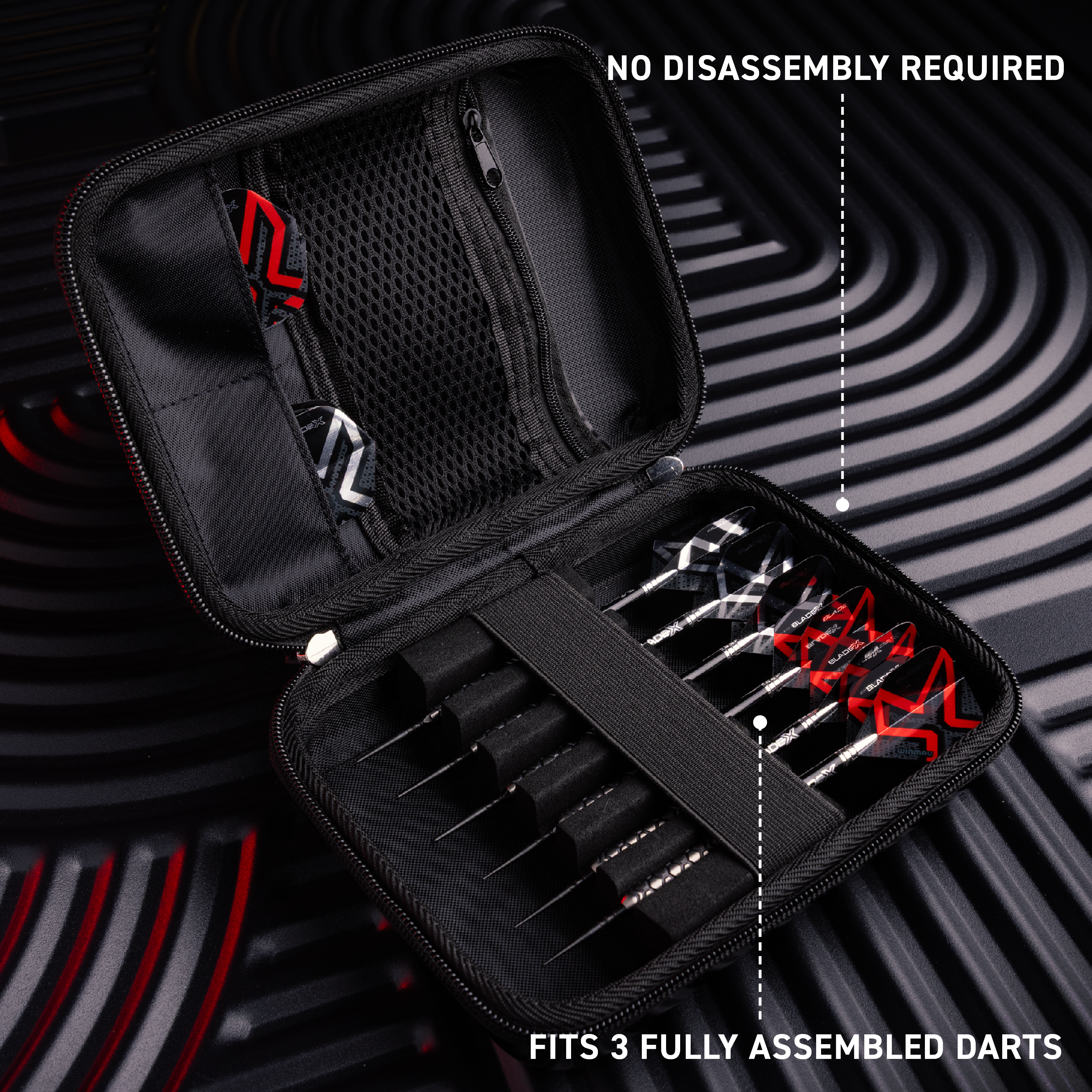 Abgebildet ist das Winmau Blade X Armor G2 Dartwallet. Die Darttasche eignet sich perfekt zur Aufbewahrung und für den Transport von Darts.