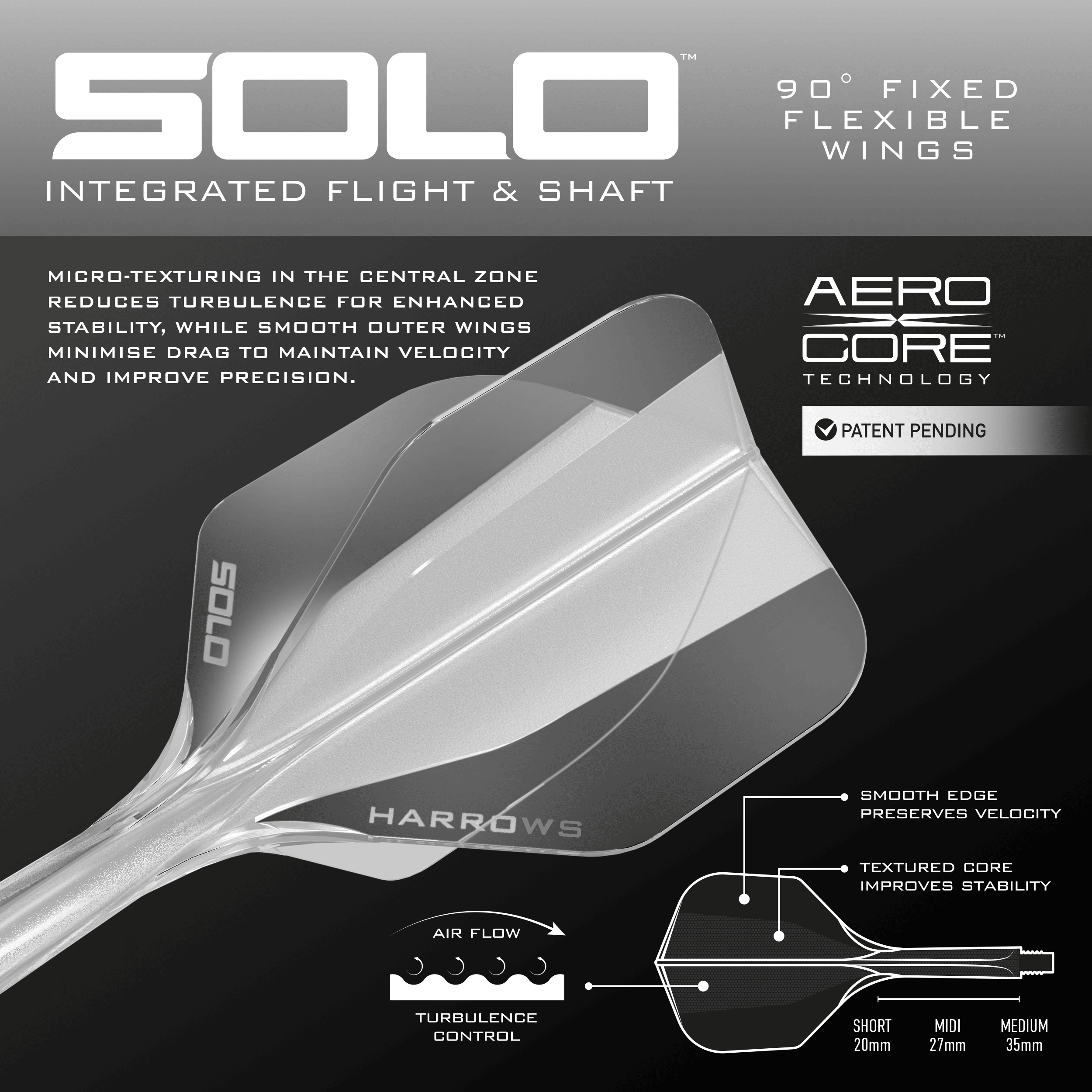 Harrows Solo No6 Flight Shaft System - Clear Gezeigt wird das Harrows Solo No6 Flight-Shaft-System, hier in der Ausführung Clear. Das Produkt ist vollständig dargestellt.