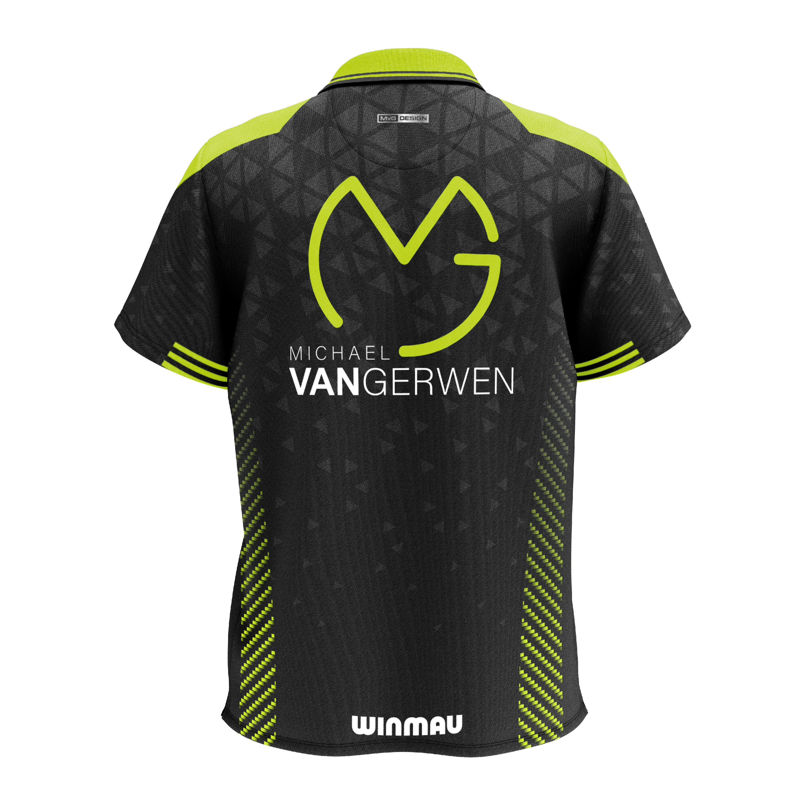 Winmau Michael Van Gerwen Stage poloshirt Das Bild zeigt das Winmau Michael Van Gerwen Stage Poloshirt. Es ist ein Poloshirt im Design von Michael Van Gerwen.