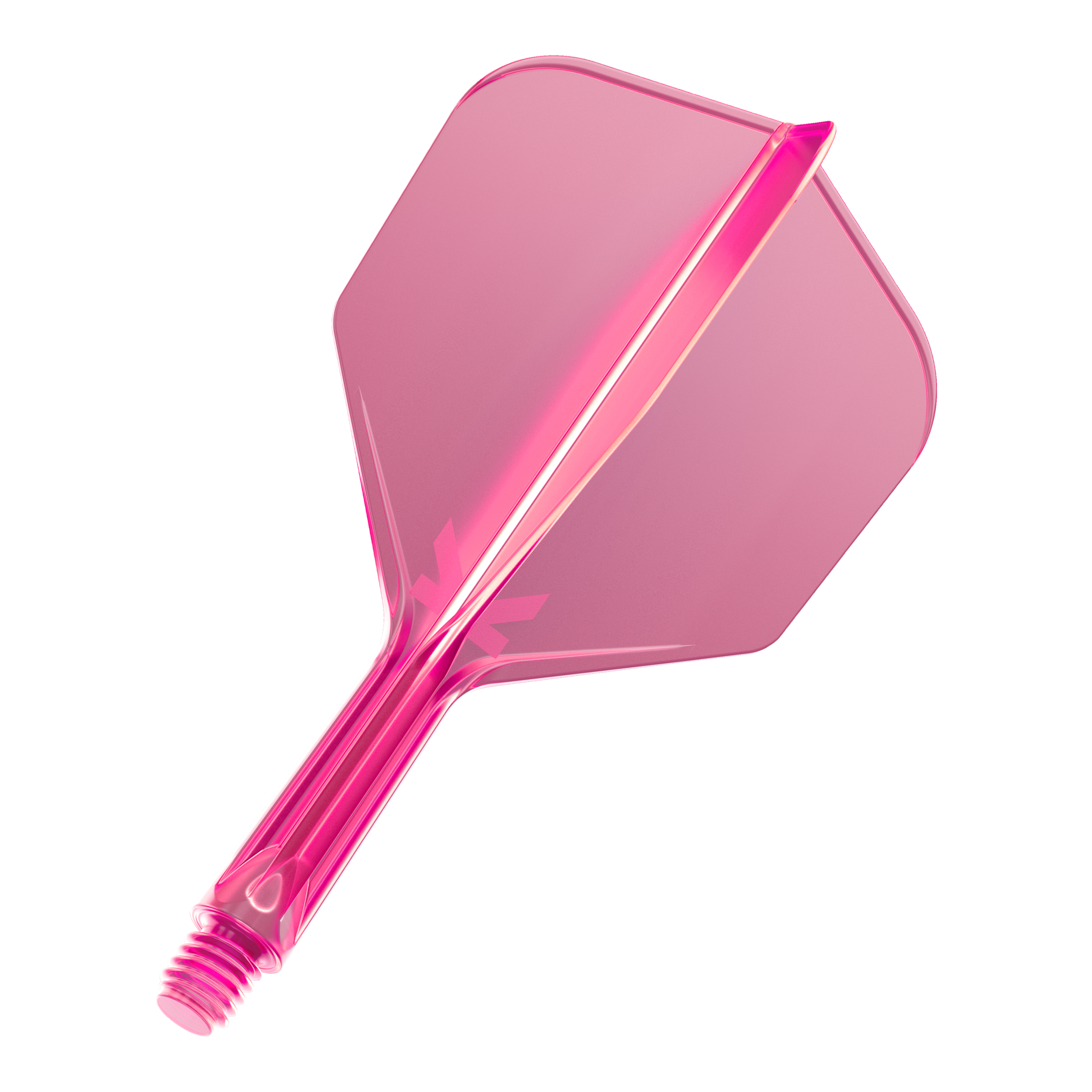 Target K-Flex No6 Vluchtsysteem - Neon Roze Das Bild zeigt eine neonpinke Dartflügel-Kombination mit integriertem Schaft. Das Material wirkt durchsichtig und hat einen modernen Look.
