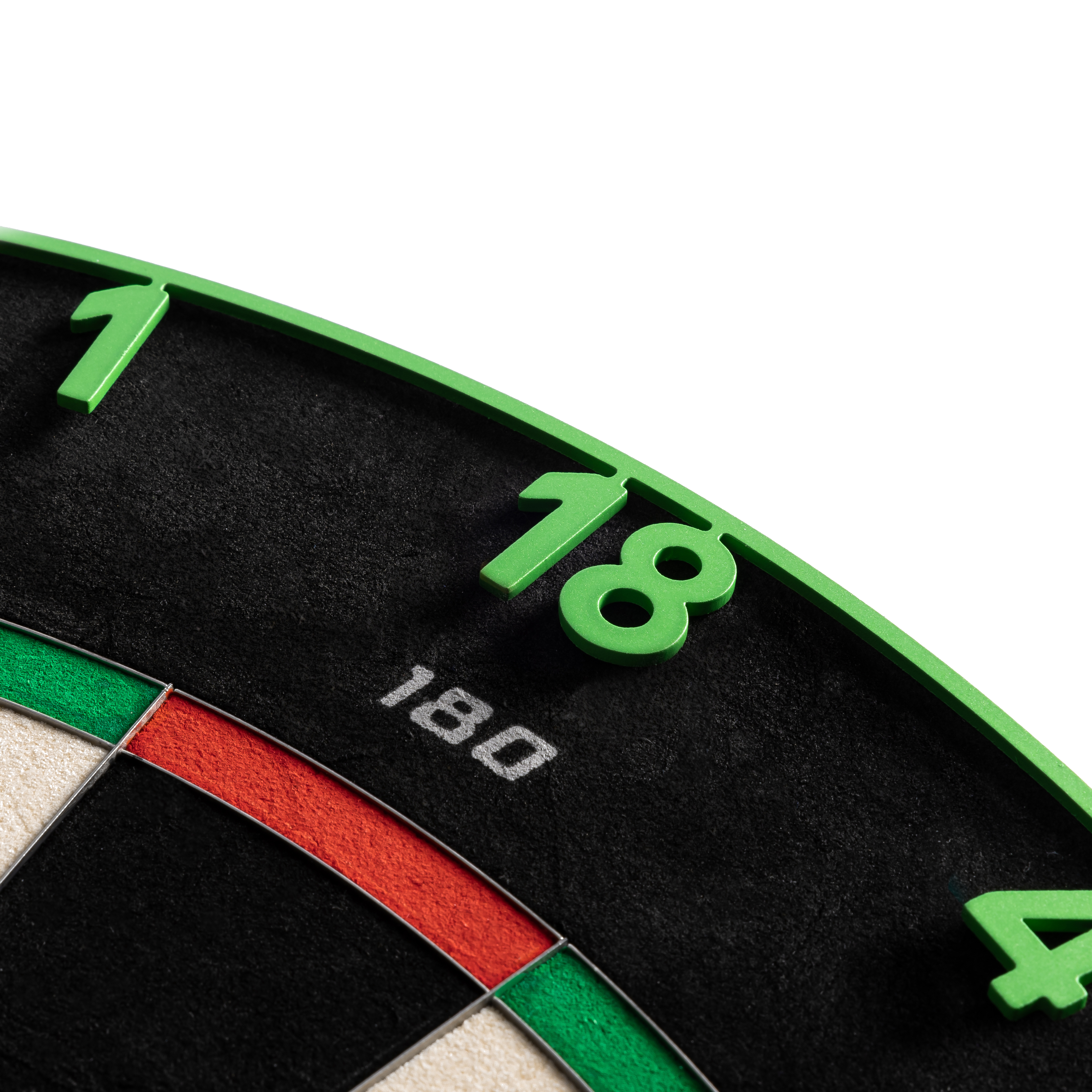 Das Bild zeigt das Precise 180 Endorphine Steeldartboard mit Nummernring in Emerald Green. Die Abbildung stellt das Produkt in einer klaren Ansicht dar.