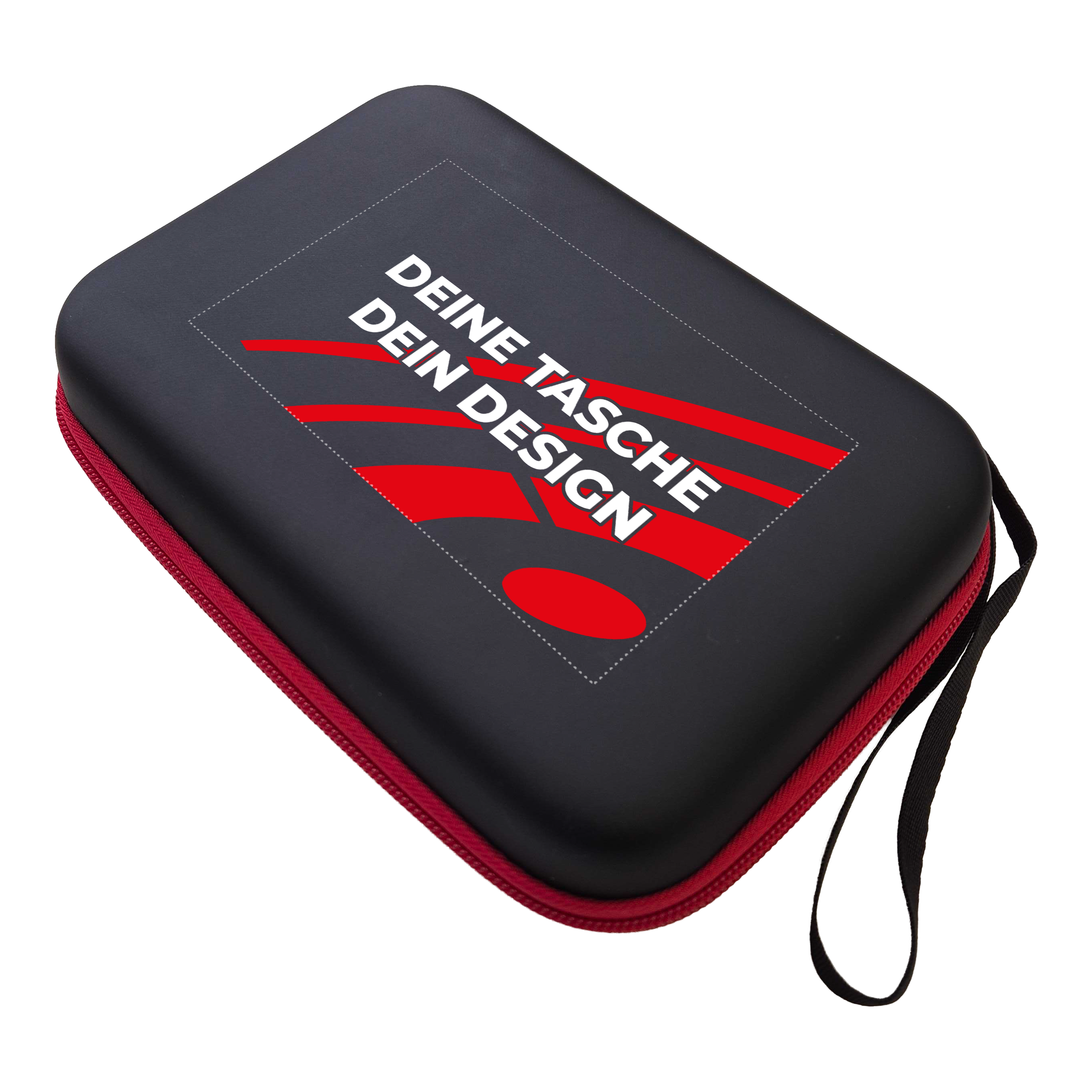 System-4 dartkoffer met jouw ontwerp Abgebildet ist ein schwarzes Dartcase des Modells System 4. Das Etui eignet sich zur Aufbewahrung von Dartpfeilen und Zubehör.