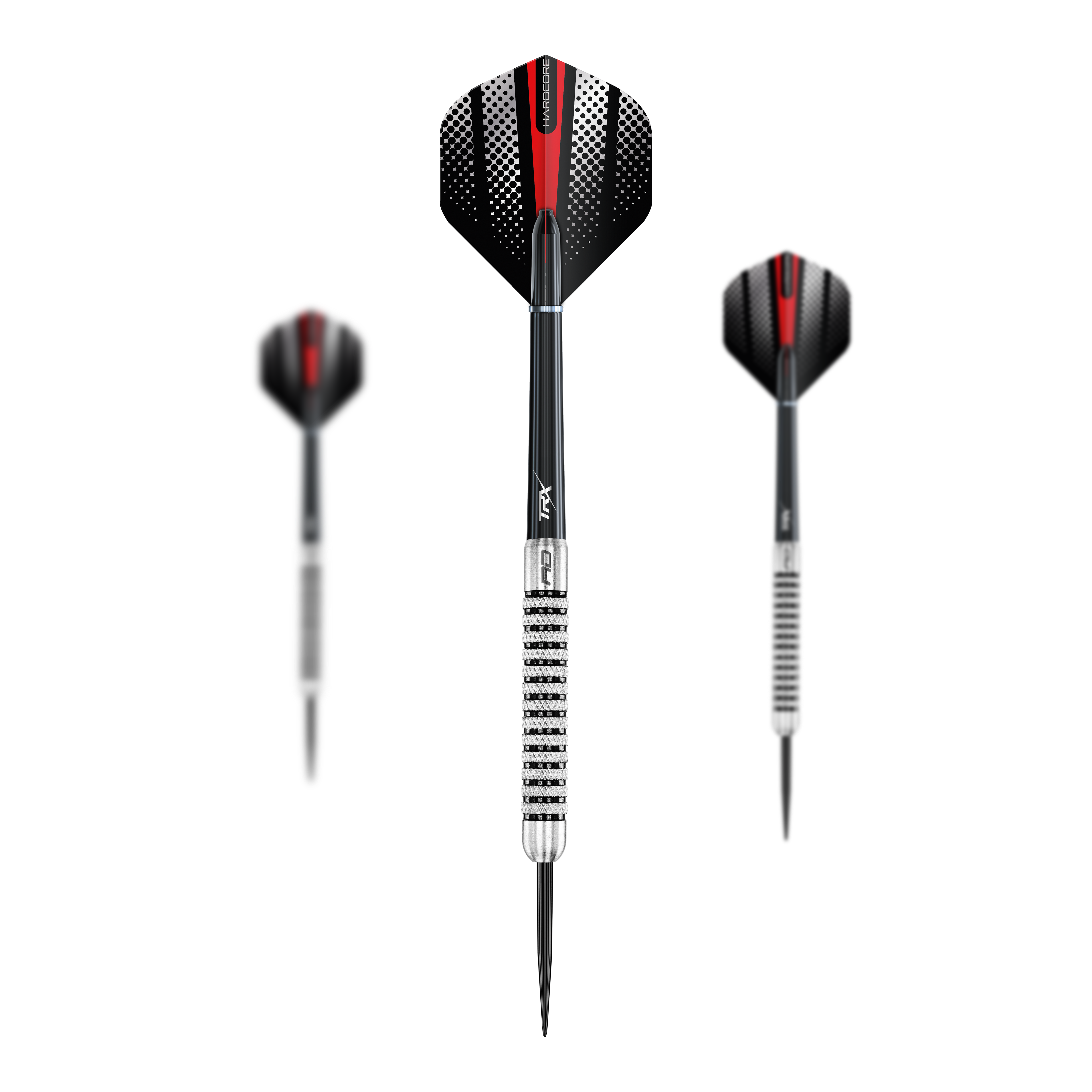 Dieses Bild zeigt die Red Dragon Flightmaster Fury 2 Steeldarts mit 25g Gewicht. Die Steeldarts sind ideal für präzises Dartspiel geeignet.