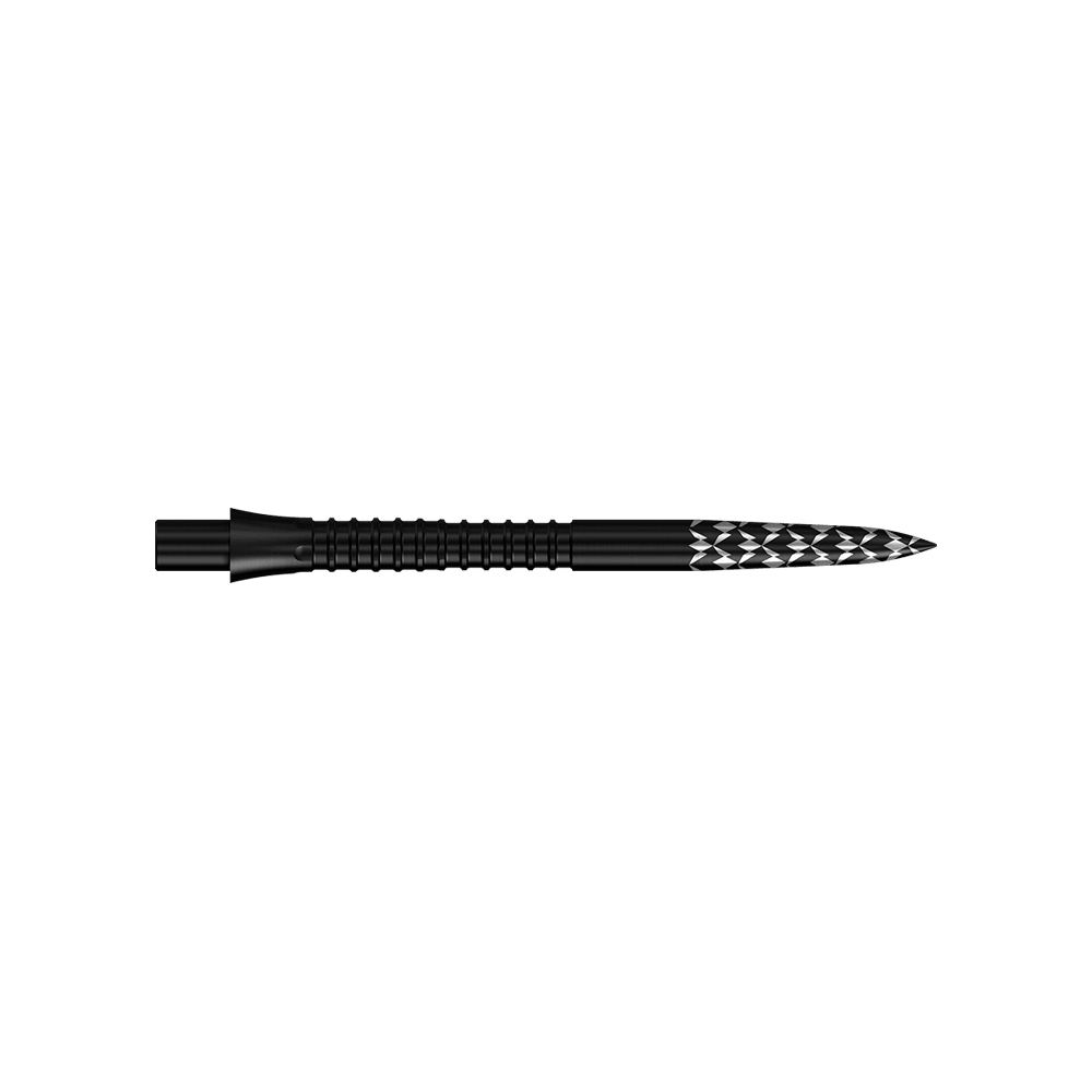 Mission Caliburn EVO dartpunten met GV-logo - Zwart Das Bild zeigt einen Artikel mit dem Dateinamen 'M002125_Mission_Caliburn_EVO_GV-Logo_Steeldartspitzen_Schwarz_32mm_2'. Wahrscheinlich handelt es sich um schwarze Steeldartspitzen mit einer Länge von 32mm.
