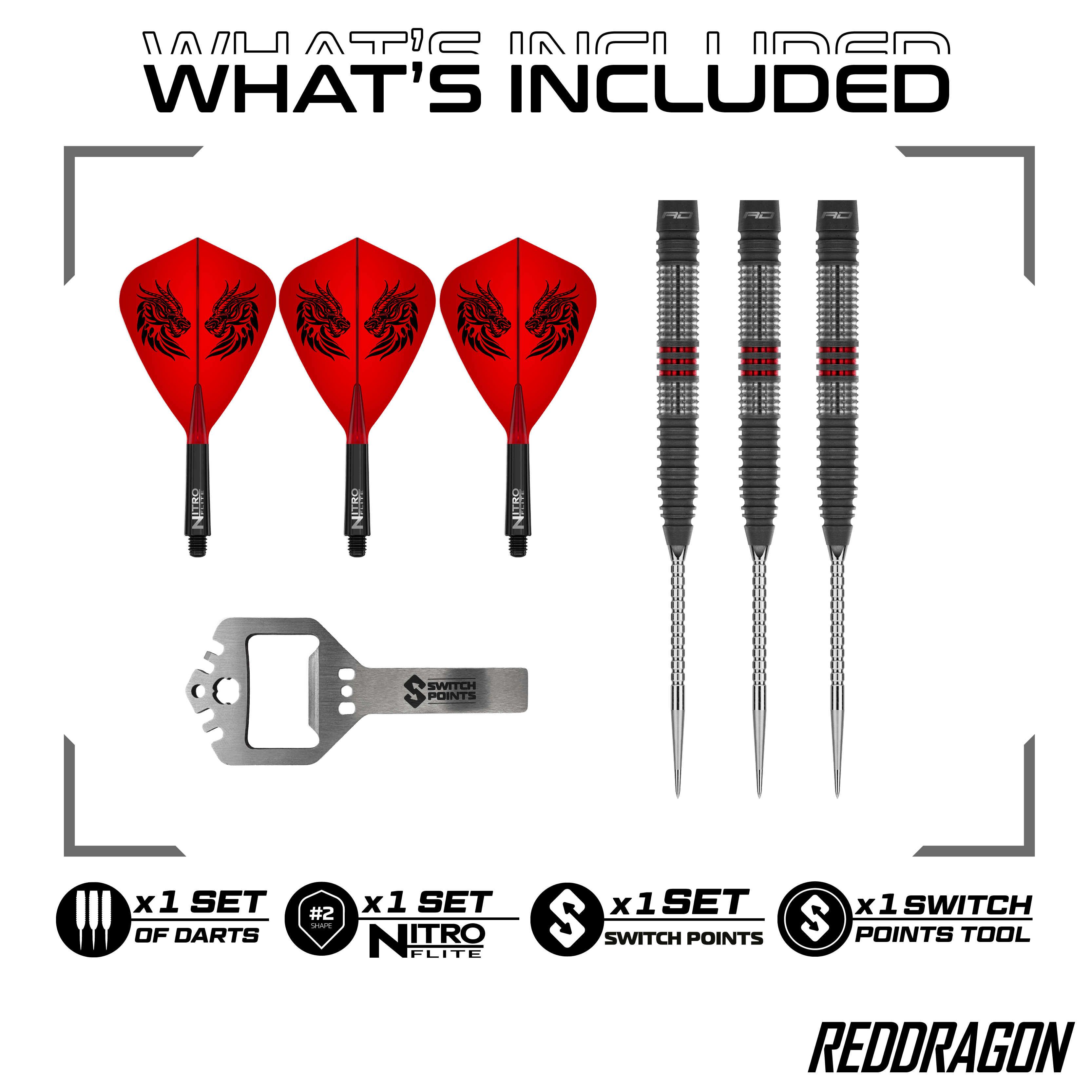 Red Dragon Jonny Clayton Hireath Switch Point stalen dartpijlen Zu sehen sind die Red Dragon Jonny Clayton Hireath Switch Point Steeldarts. Diese Pfeile sind für ihre hochwertige Verarbeitung bekannt.
