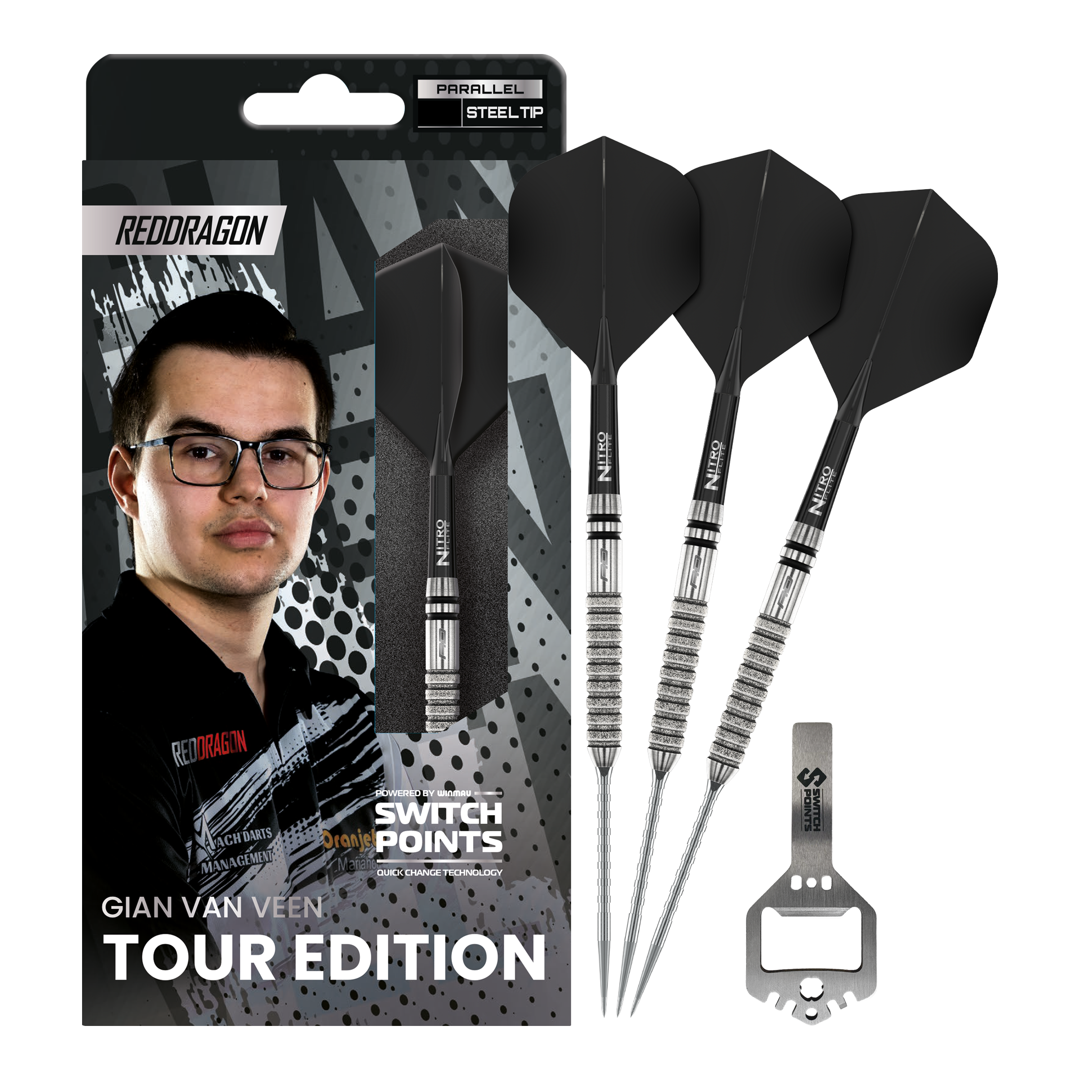 Red Dragon Gian Van Veen Tour Edition Switch Point Steeldarts - 21 g Abgebildet sind die Red Dragon Gian Van Veen Tour Edition Switch Point Steeldarts - 21g in voller Länge. Die Steeldarts zeichnen sich durch ihre hochwertige Verarbeitung aus.