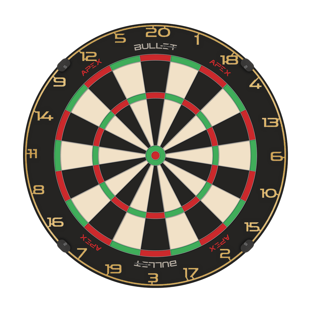 Bullet Dartboard Nummerring Abgebildet ist ein goldener Zahlenring für ein Dartboard. Es wird das Produkt 'BT1000160 Bullet Dartboard Zahlenring Gold 2' dargestellt.