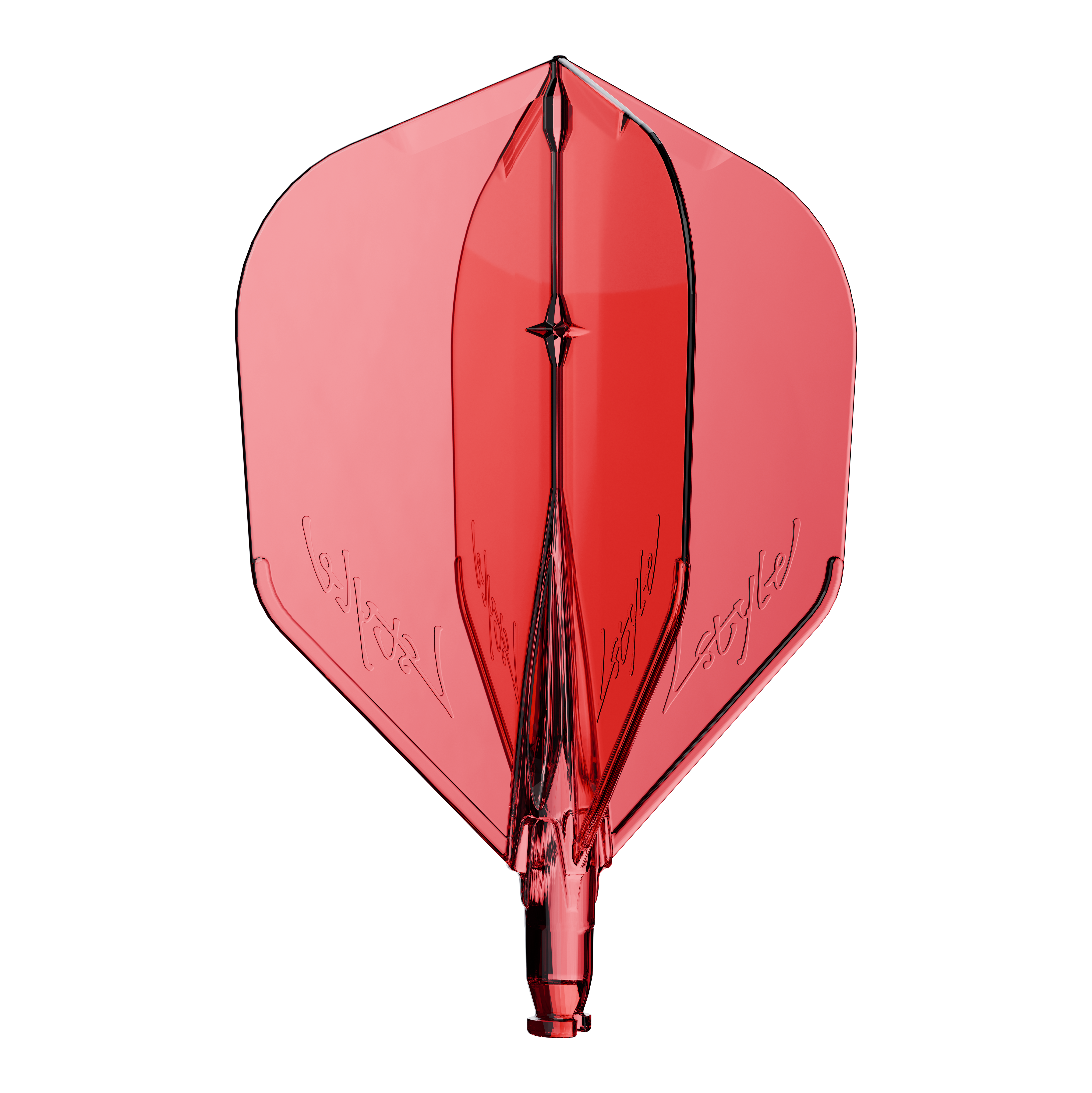 L-Style L-System L3 vervangende vlucht Ein Ersatzflight für Dartpfeile in klarem Rot ist zu sehen.