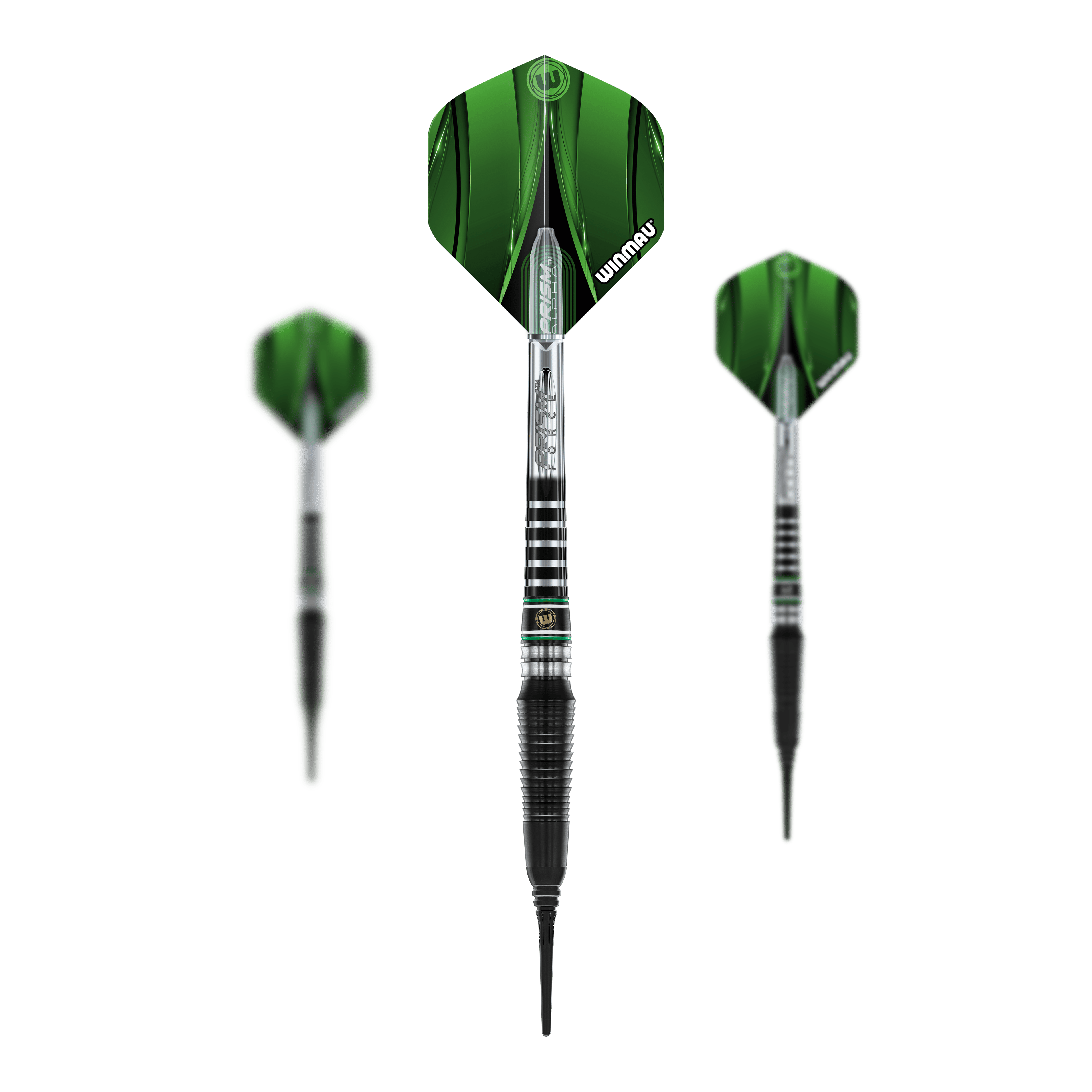 Winmau Sniper Black 2025 zachte darts - 20g Das Produkt Winmau Sniper Black 2025 Softdarts - 20g ist mehrfach als Set zu sehen. Die Barrels sind schwarz.