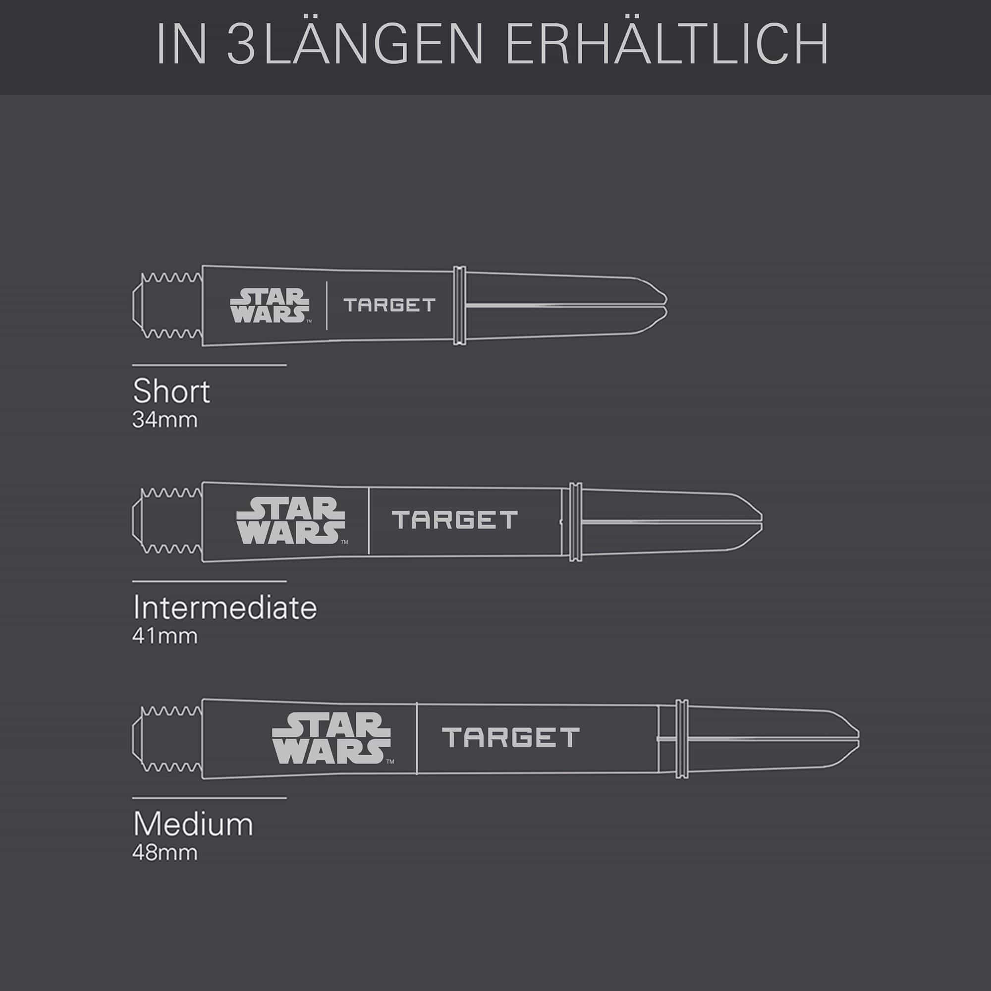 Target Star Wars ProGrip Shafts - Grijs Target Star Wars ProGrip Shafts - Grau sind auf diesem Bild zu sehen. Die Dartschäfte sind in grauer Farbe dargestellt.