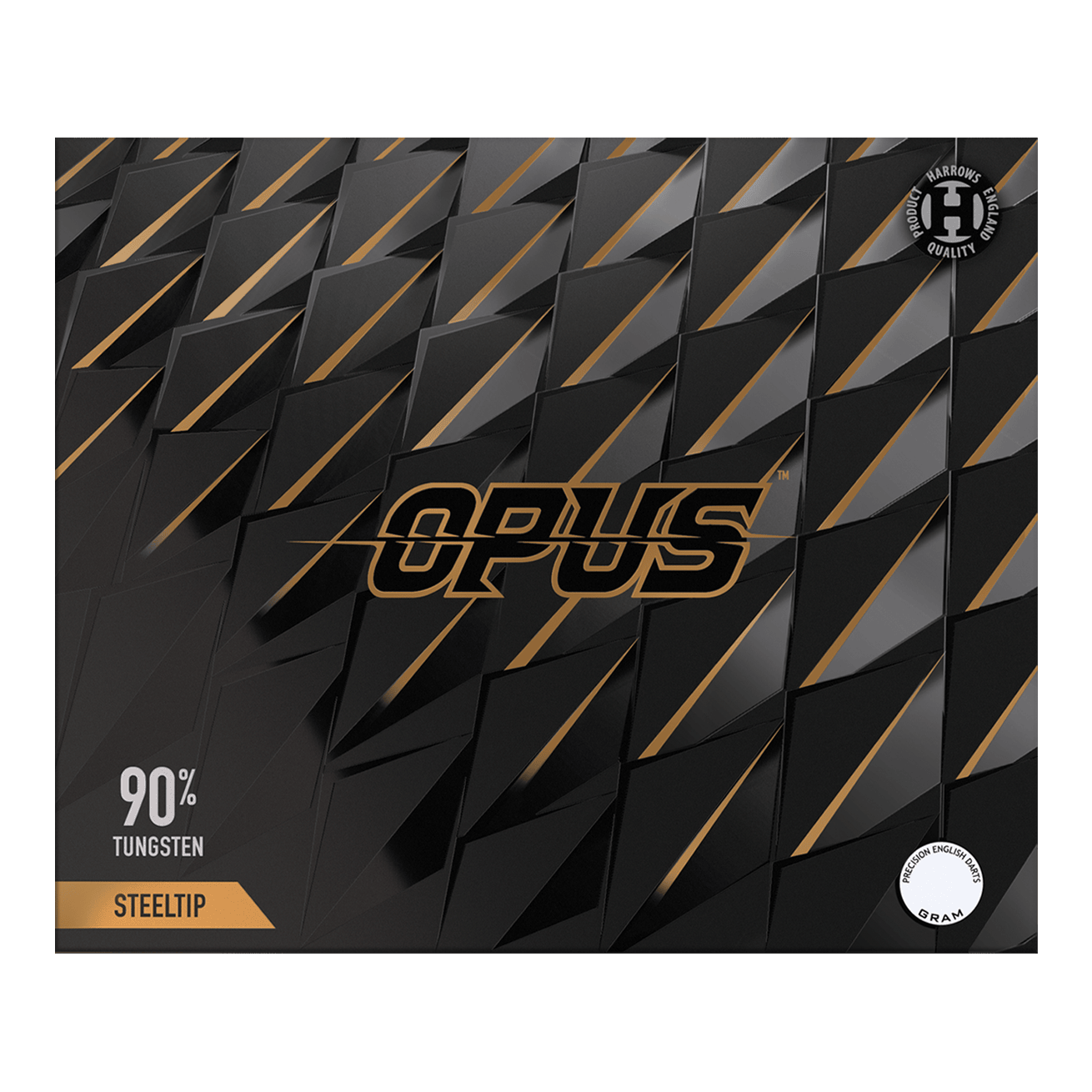 Harrow's Opus Quick Point stalen dartpijlen Gezeigt wird das Produkt Harrows Opus Quick Point Steeldarts - 23g. Diese Darts sind speziell für Präzisionswürfe entwickelt.