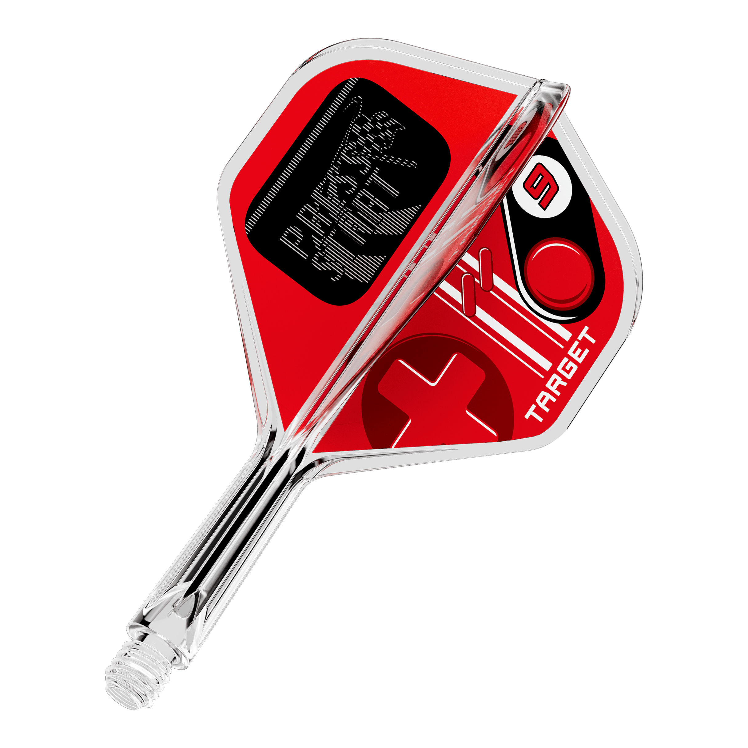 Target K-Flex Press Start No2 Standaard Flights Zu sehen ist ein einzelner Dart Flight mit der Bezeichnung 410585 Target K-Flex PressStart No2 Standard 19mm. Es handelt sich um Zubehör für das Dartspiel.