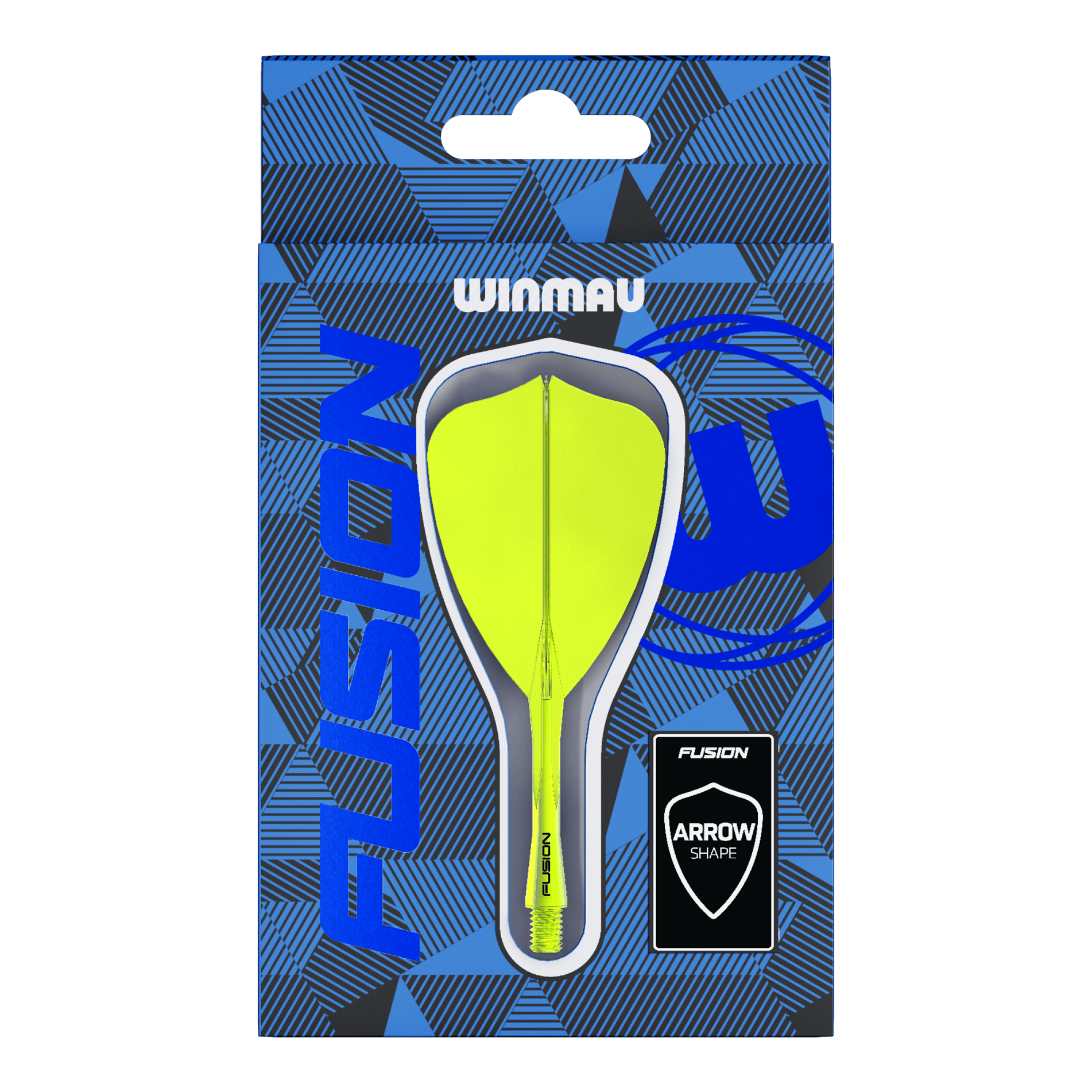 Winmau Fusion Flight Shaft System Arrow Neon Yellow Abgebildet ist das Winmau Fusion Flight-Shaft-System Arrow Neon Yellow. Das Produkt ist ein leuchtend gelber Dart-Schaft.