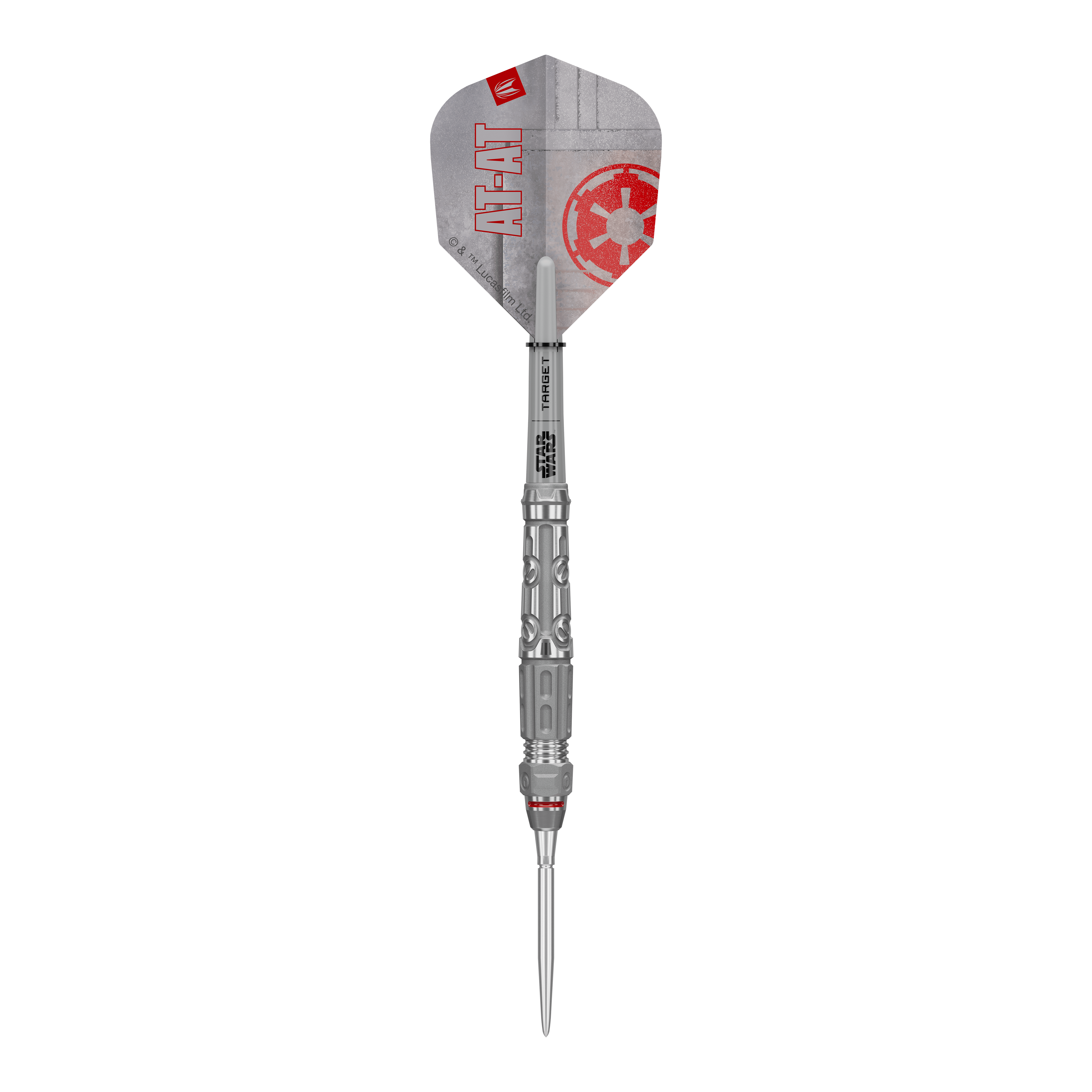 Target Star Wars AT-AT Swiss Point stalen dartpijlen Hier sehen Sie die Target Star Wars AT-AT Swiss Point Steeldarts. Die Abbildung stellt das Design und die Form der Dartpfeile dar.