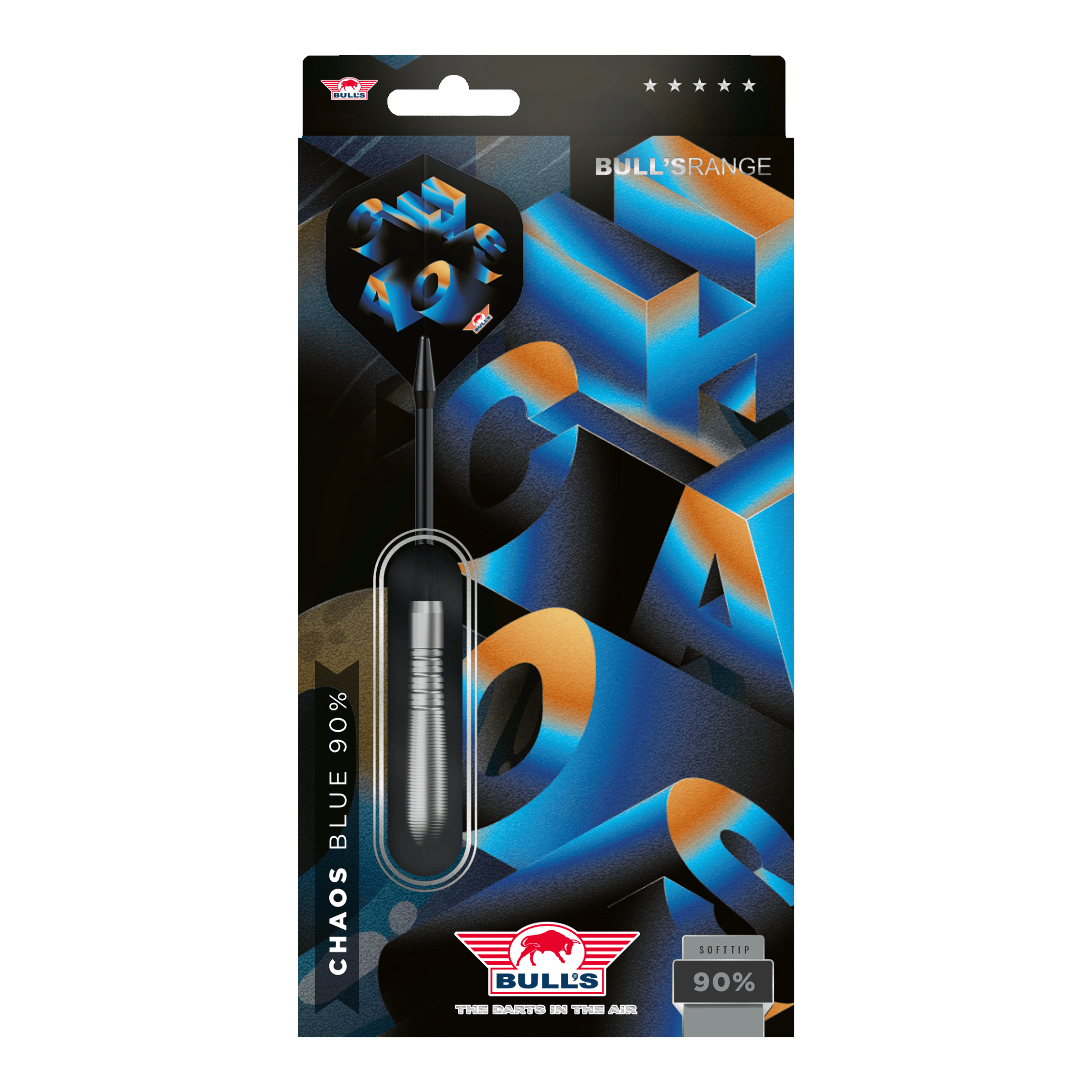 Hier sind Bulls NL Chaos Blue Softdarts - 19g abgebildet. Das Design hebt die blaue Farbe und die schlanke Form der Darts hervor.