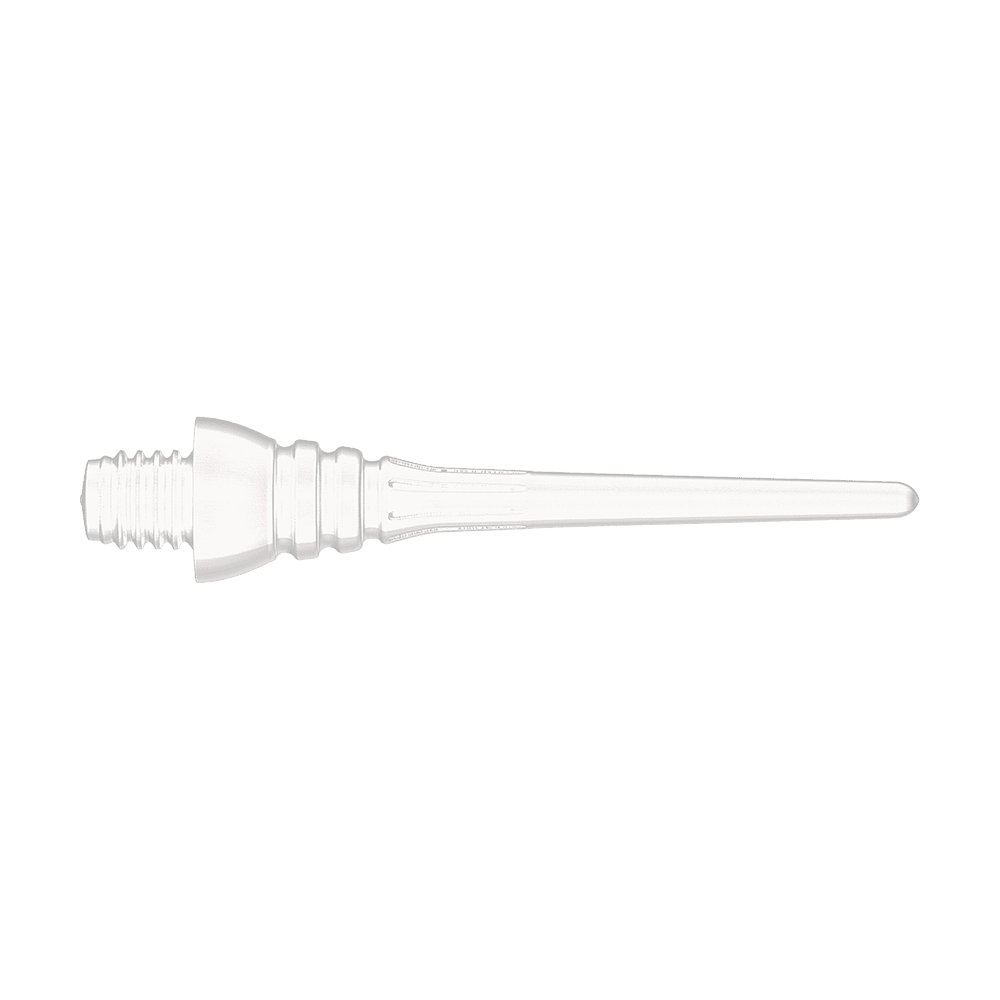 Winmau Triton Softtip Points Softdartspitzen (50-er Pack) Auf dem Bild ist eine weiße Softdartspitze mit Gewinde zu sehen. Sie liegt waagerecht vor einem neutralen Hintergrund.