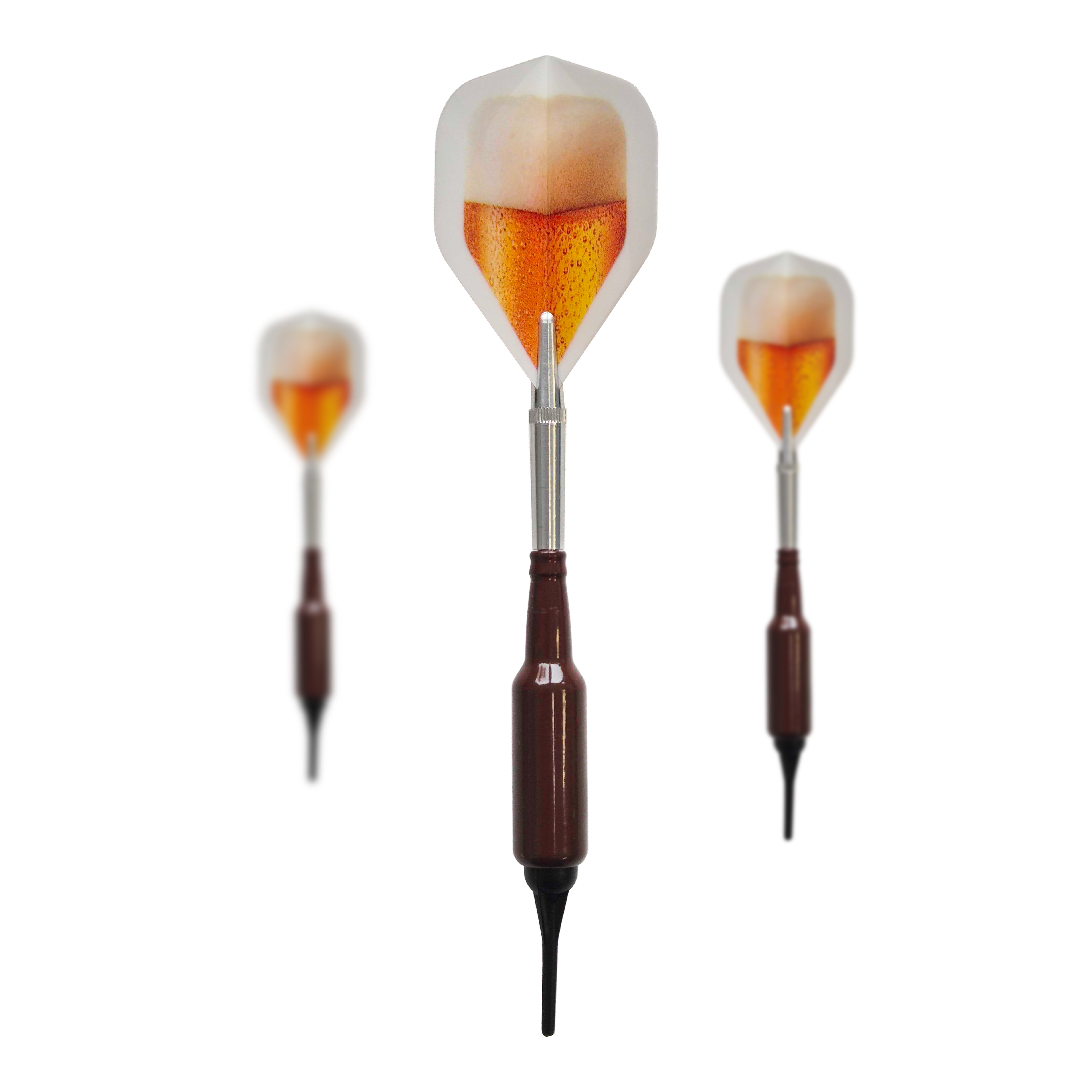 McDart Prost bierfles softdarts met 100 softdartpuntjes - 16,5 g Abgebildet ist ein Set McDart Prost Bierflaschen Softdarts mit 100 Softdartspitzen, 16,5 g. Diese Softdarts haben die Form einer Bierflasche und eignen sich ideal als Geschenk.