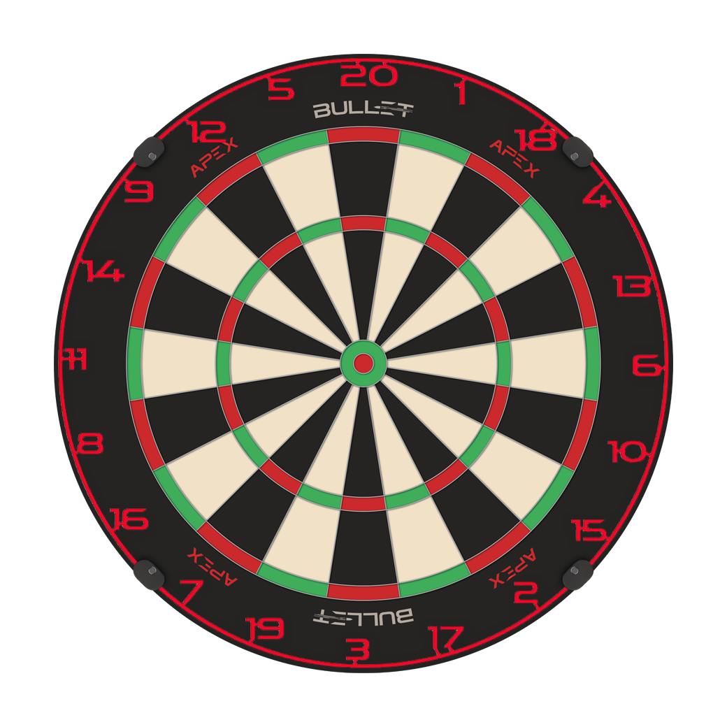 Bullet Dartboard Nummerring Dies ist ein Bild eines Dartboard-Zahlenrings in Rot. Der Dateiname ist BT1000120_Bullet_Dartboard_Zahlenring_Rot_2.