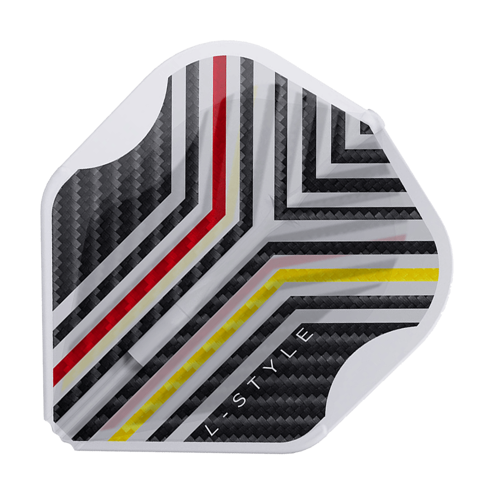 Ein einzelner L-Style Arno Merk V1 Clear White L1EZ Flight wird detailliert präsentiert. Die Flächenwirkung kommt gut zur Geltung.