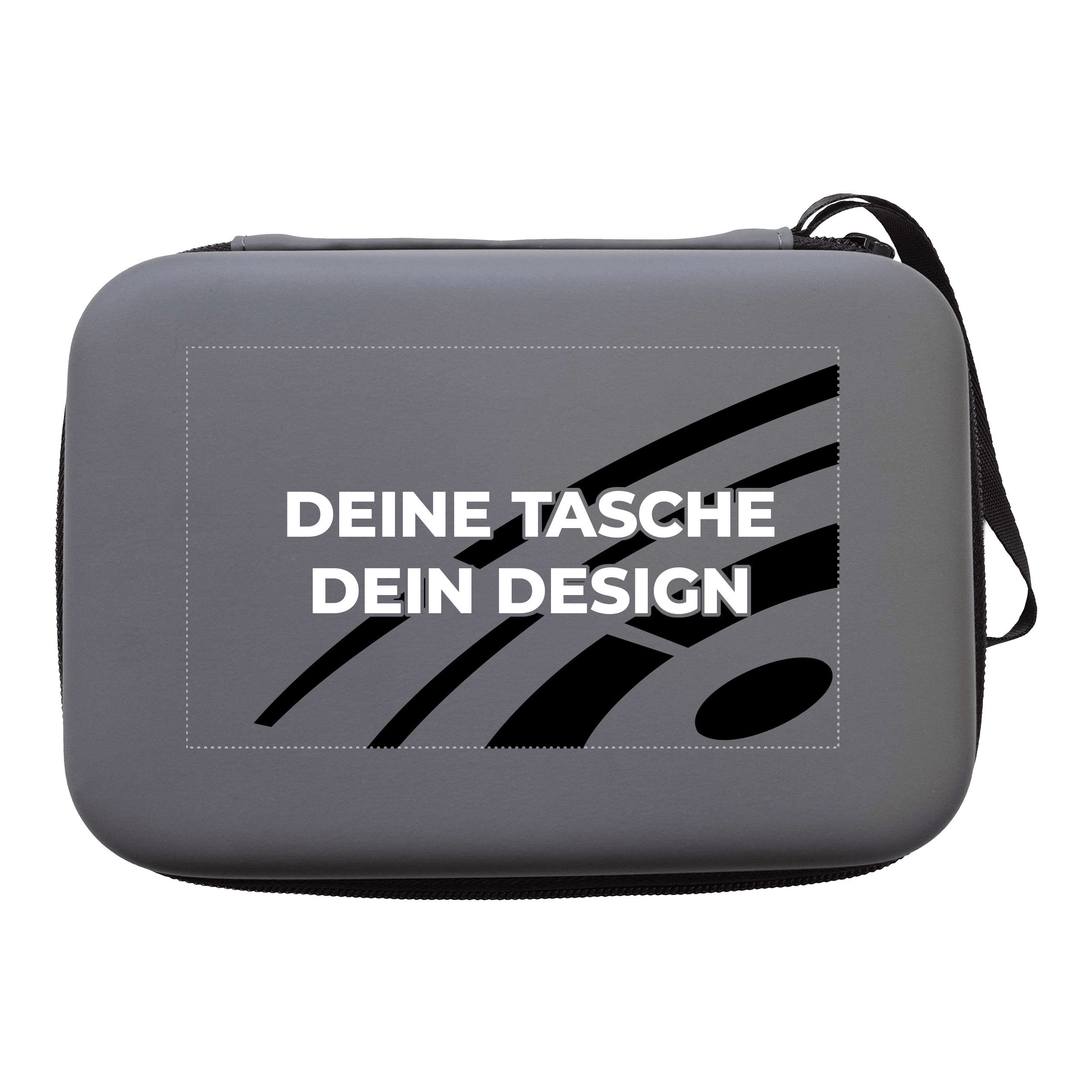 System-4 dartkoffer met jouw ontwerp Das Foto zeigt ein McDart System4 Dartcase in Grau. Das Etui ist teilweise geöffnet und gibt einen Einblick ins Innere.