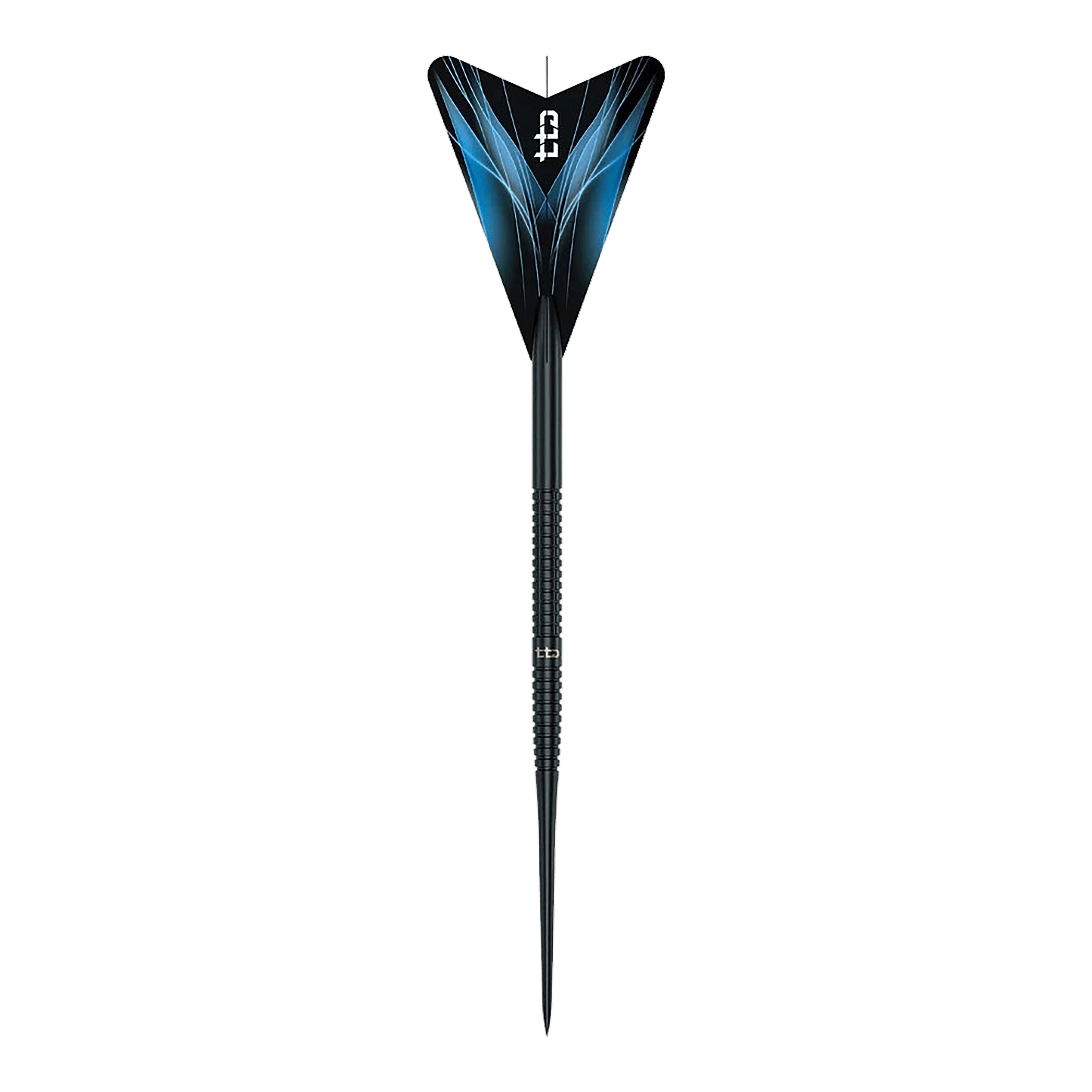 Caliburn TTD Complete Titanium T1 Black stalen dartpijlen - 5 g Auf dem Bild befindet sich das Produkt Caliburn TTD Complete Titanium T1 Black Steeldarts - 5g. Das Dart-Set ist in Schwarz gehalten.