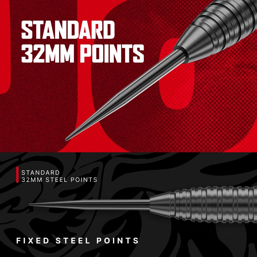 Red Dragon Jonny Clayton Core Brass Steeldarts - 21 g Gezeigt werden die Red Dragon Jonny Clayton Core Brass Steeldarts - 21g. Die Darts sind mit roten Flights ausgestattet.