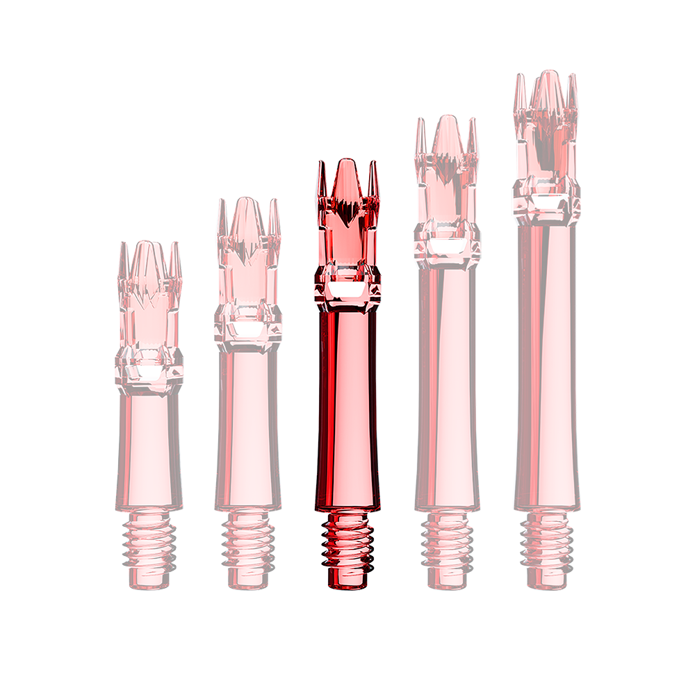 Hier sieht man eine rote transparente Ersatzshaft. Die Shaft ist von der Seite zu erkennen.