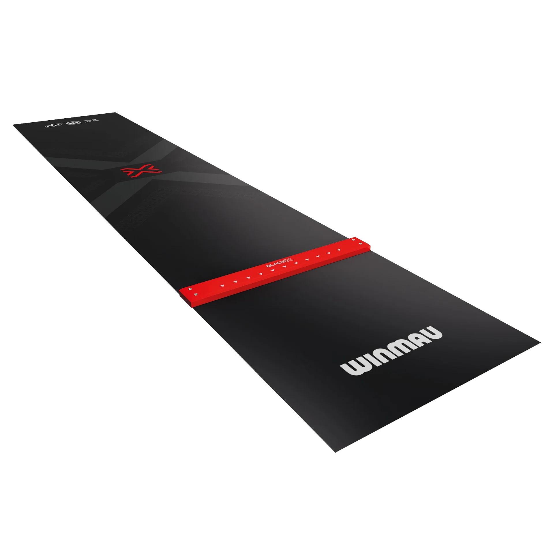 Winmau Blade X PVC dartmat Die Abbildung zeigt die Winmau Blade X PVC Dartmatte. Die Matte ist ein Zubehör für Dartspieler und schützt den Boden beim Spielen.