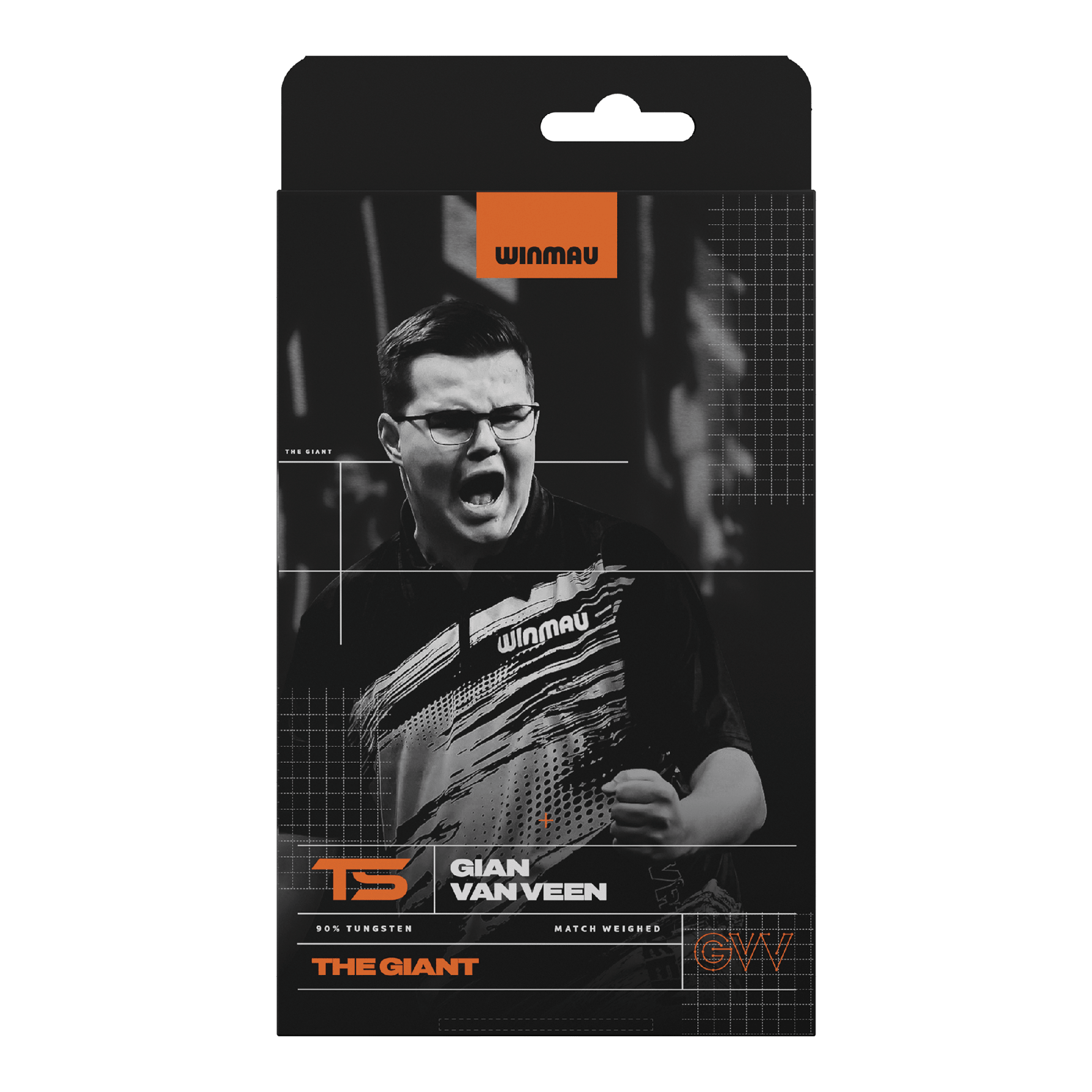 Winmau Gian Van Veen TS Switch Point stalen dartpijlen Das Bild zeigt die Winmau Gian Van Veen TS Switch Point Steeldarts. Die Grafik stellt die Details der Darts dar.